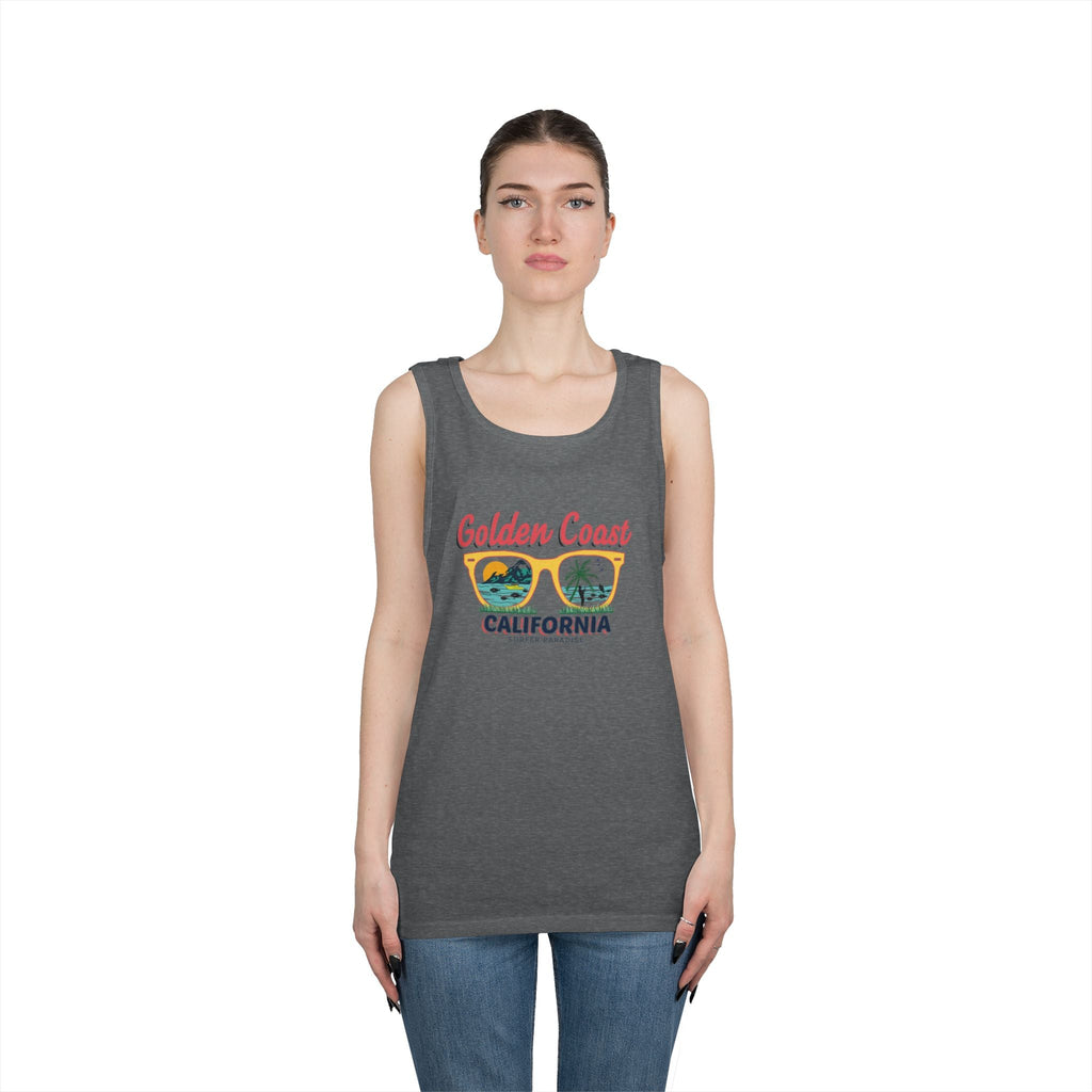 Golden Coast California Tank Top Vintage Beach Palm Graphic - Etna Gift