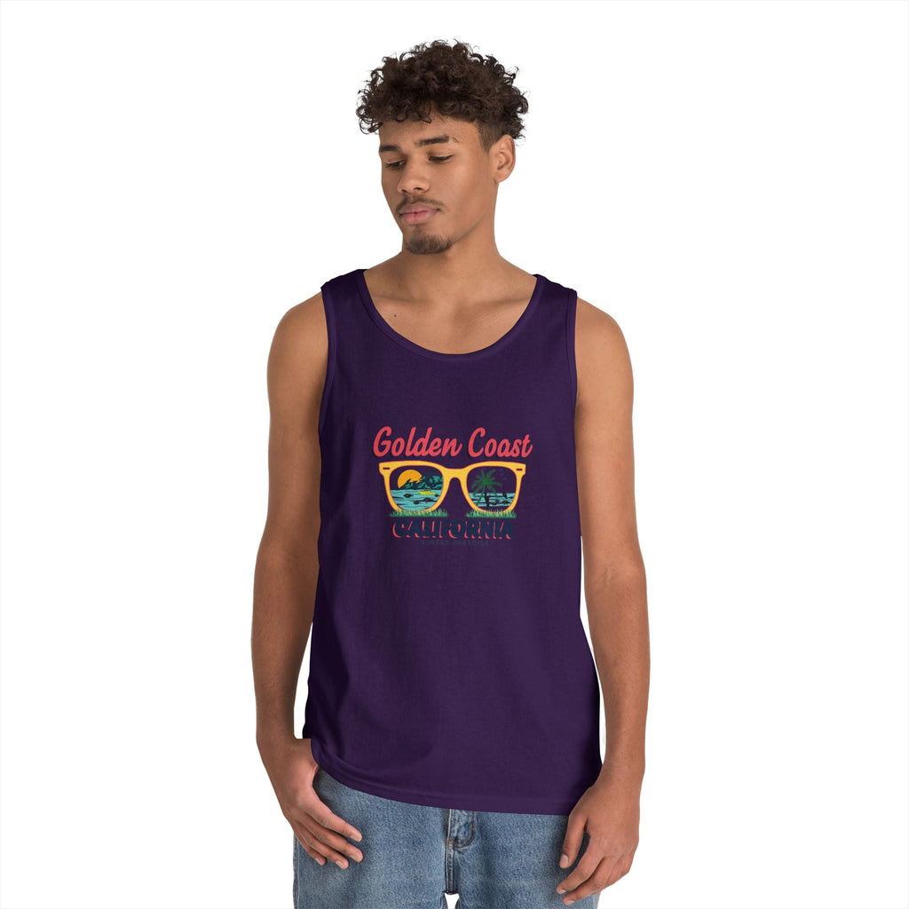 Golden Coast California Tank Top Vintage Beach Palm Graphic - Etna Gift