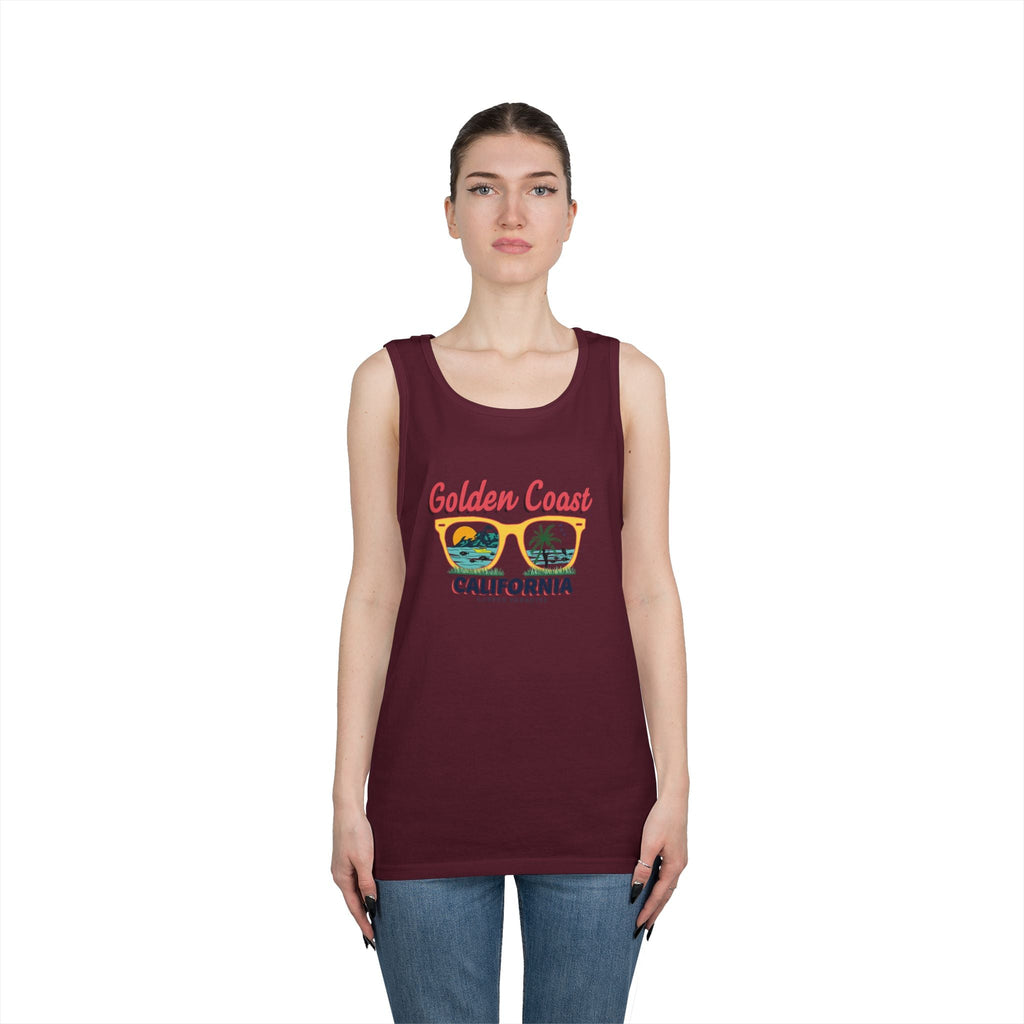 Golden Coast California Tank Top Vintage Beach Palm Graphic - Etna Gift