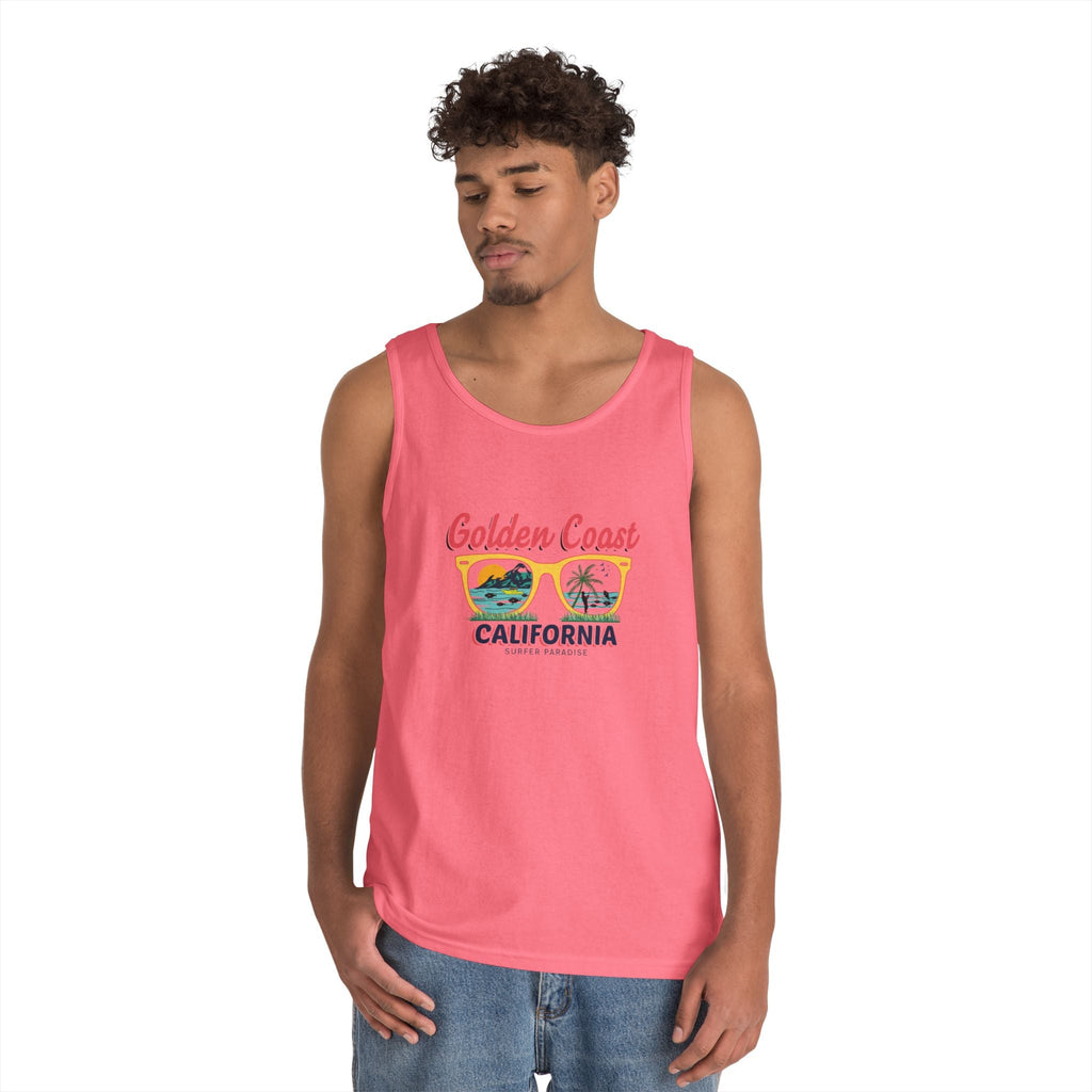Golden Coast California Tank Top Vintage Beach Palm Graphic - Etna Gift
