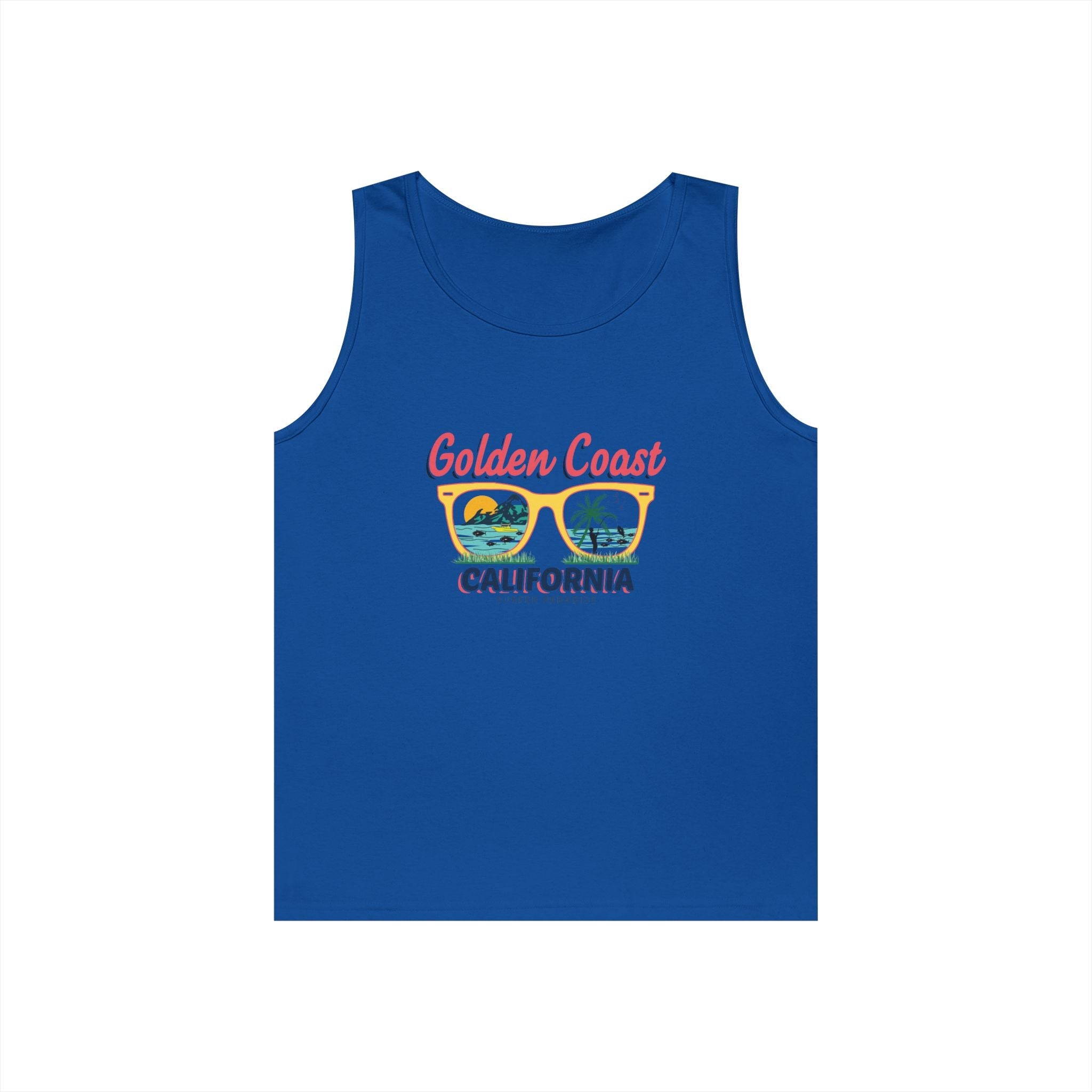 Golden Coast California Tank Top Vintage Beach Palm Graphic - Etna Gift