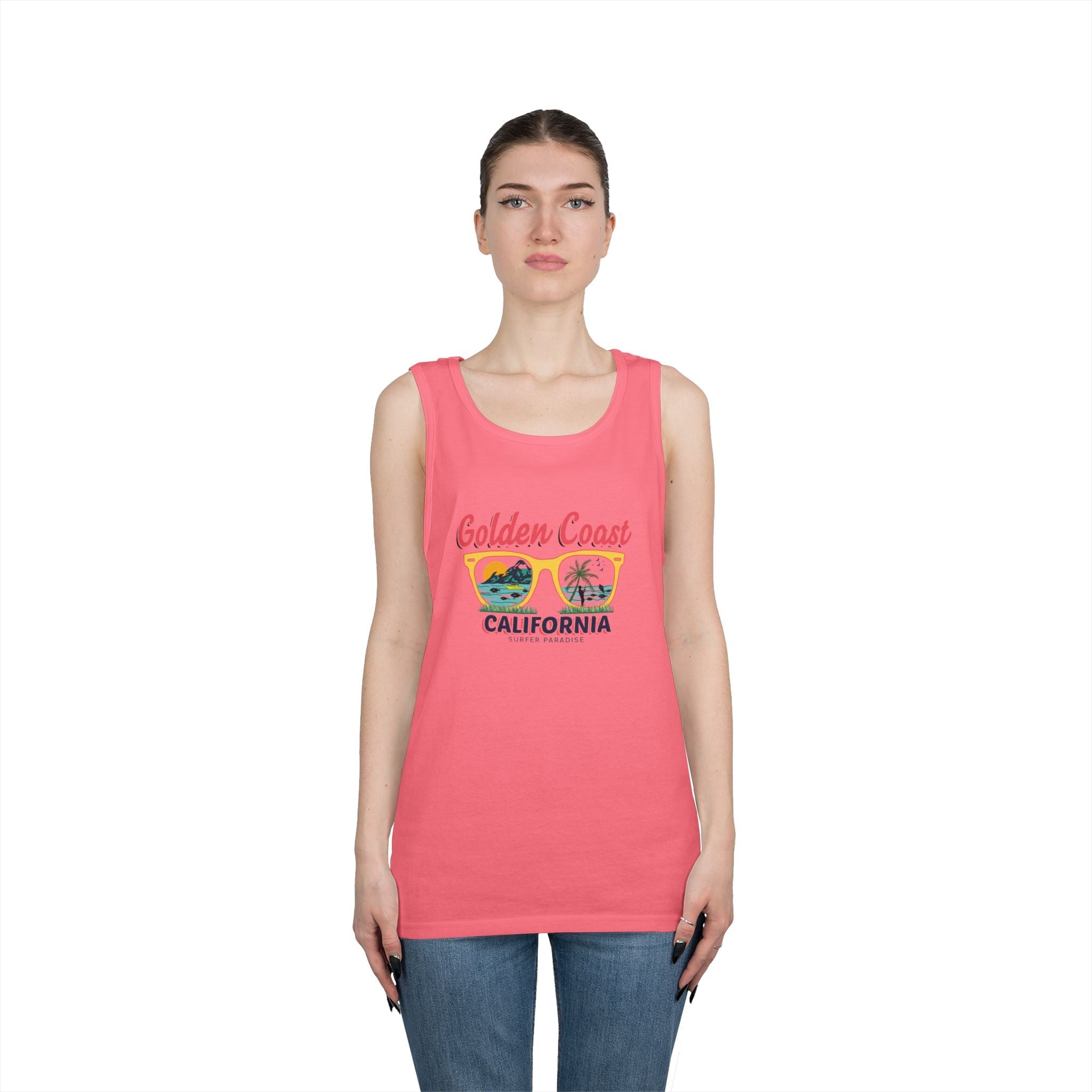 Golden Coast California Tank Top Vintage Beach Palm Graphic - Etna Gift