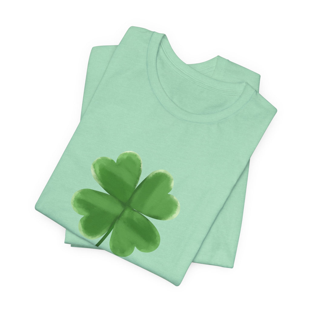 Green Four - Leaf Clover T-Shirt Lucky Shamrock Tee - Etna Gift