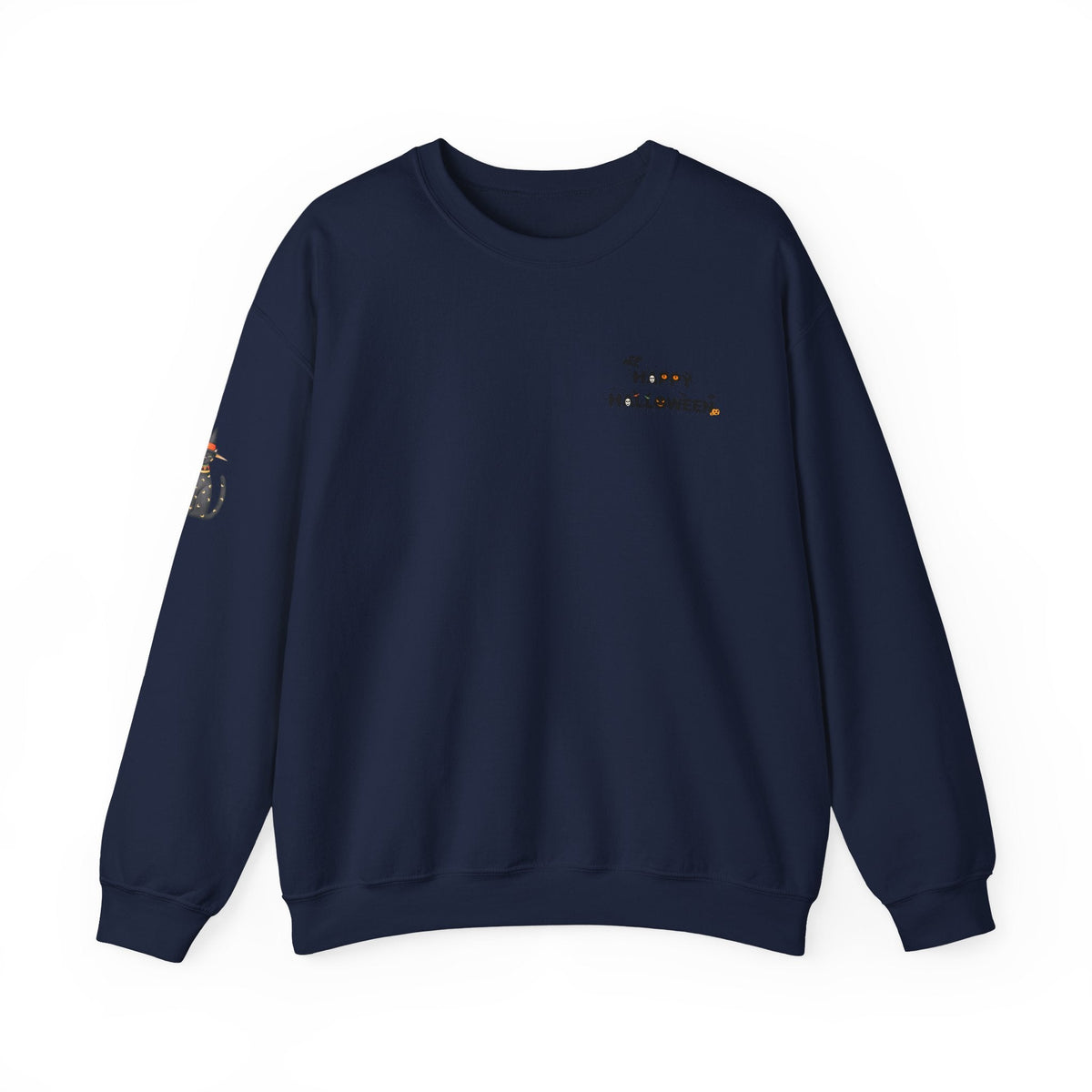 Halloween Candy Crewneck Sweatshirt — 'Happy Halloween' Jack-o'-Lantern & Candy Design - Etna Gift