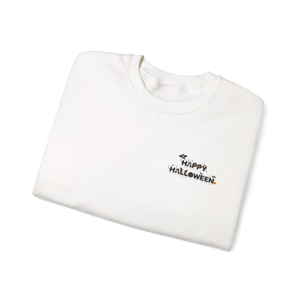 Halloween Candy Crewneck Sweatshirt — 'Happy Halloween' Jack-o'-Lantern & Candy Design - Etna Gift