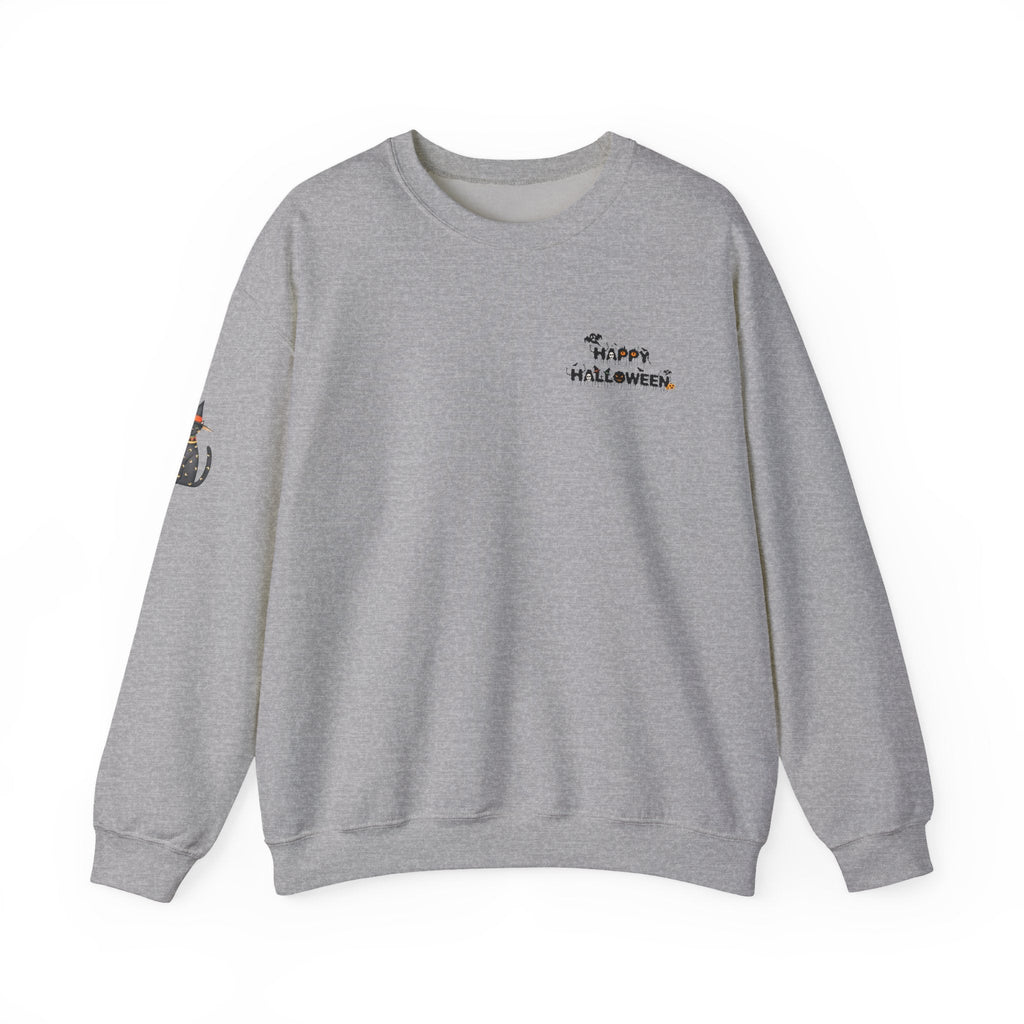 Halloween Candy Crewneck Sweatshirt — 'Happy Halloween' Jack-o'-Lantern & Candy Design - Etna Gift