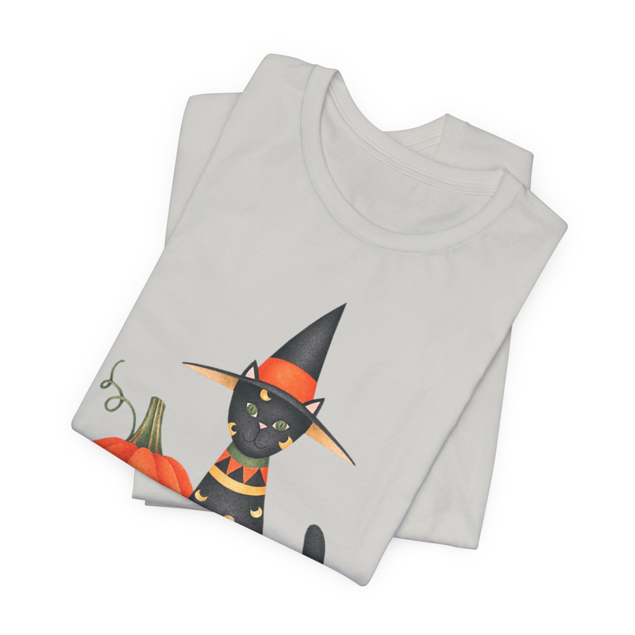Halloween Cat Tee, Spooky Cat Shirt, Unisex Halloween T-Shirt, Pumpkin Cat Apparel, Halloween Costume Tee - Etna Gift