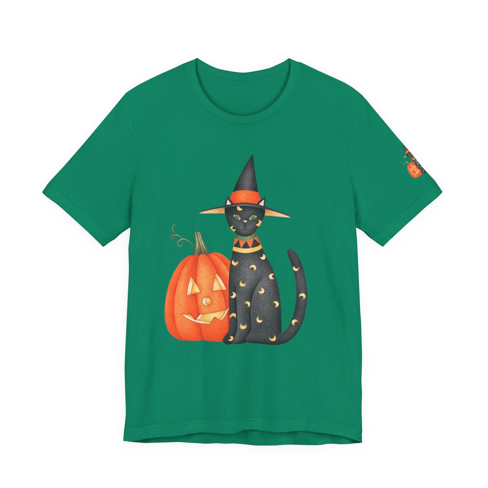 Halloween Cat Tee, Spooky Cat Shirt, Unisex Halloween T-Shirt, Pumpkin Cat Apparel, Halloween Costume Tee - Etna Gift