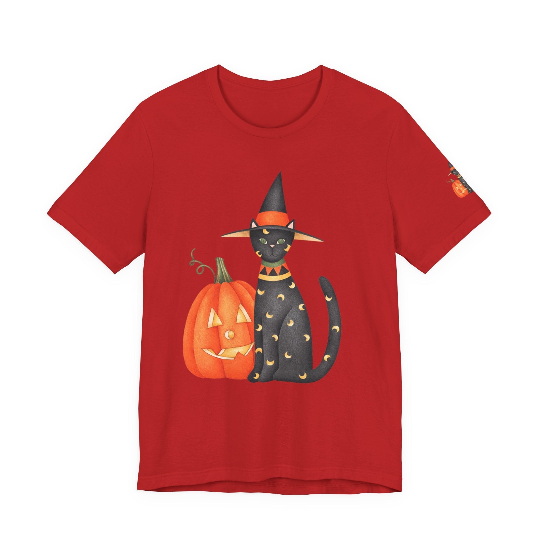 Halloween Cat Tee, Spooky Cat Shirt, Unisex Halloween T-Shirt, Pumpkin Cat Apparel, Halloween Costume Tee - Etna Gift