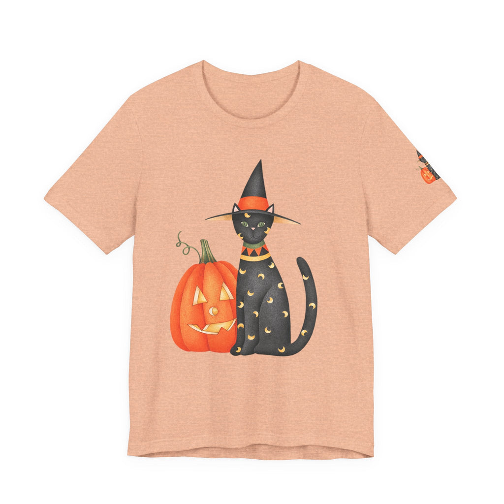 Halloween Cat Tee, Spooky Cat Shirt, Unisex Halloween T-Shirt, Pumpkin Cat Apparel, Halloween Costume Tee - Etna Gift