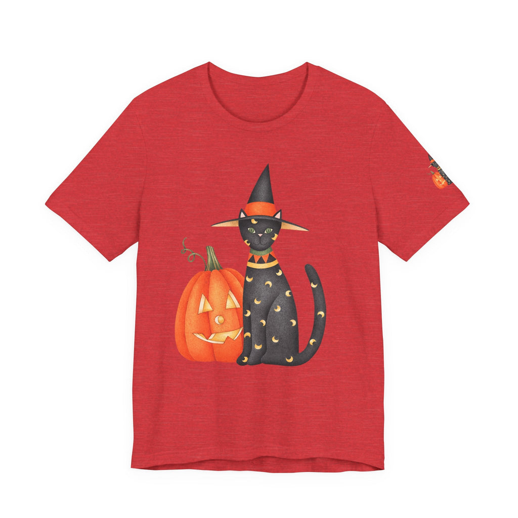 Halloween Cat Tee, Spooky Cat Shirt, Unisex Halloween T-Shirt, Pumpkin Cat Apparel, Halloween Costume Tee - Etna Gift