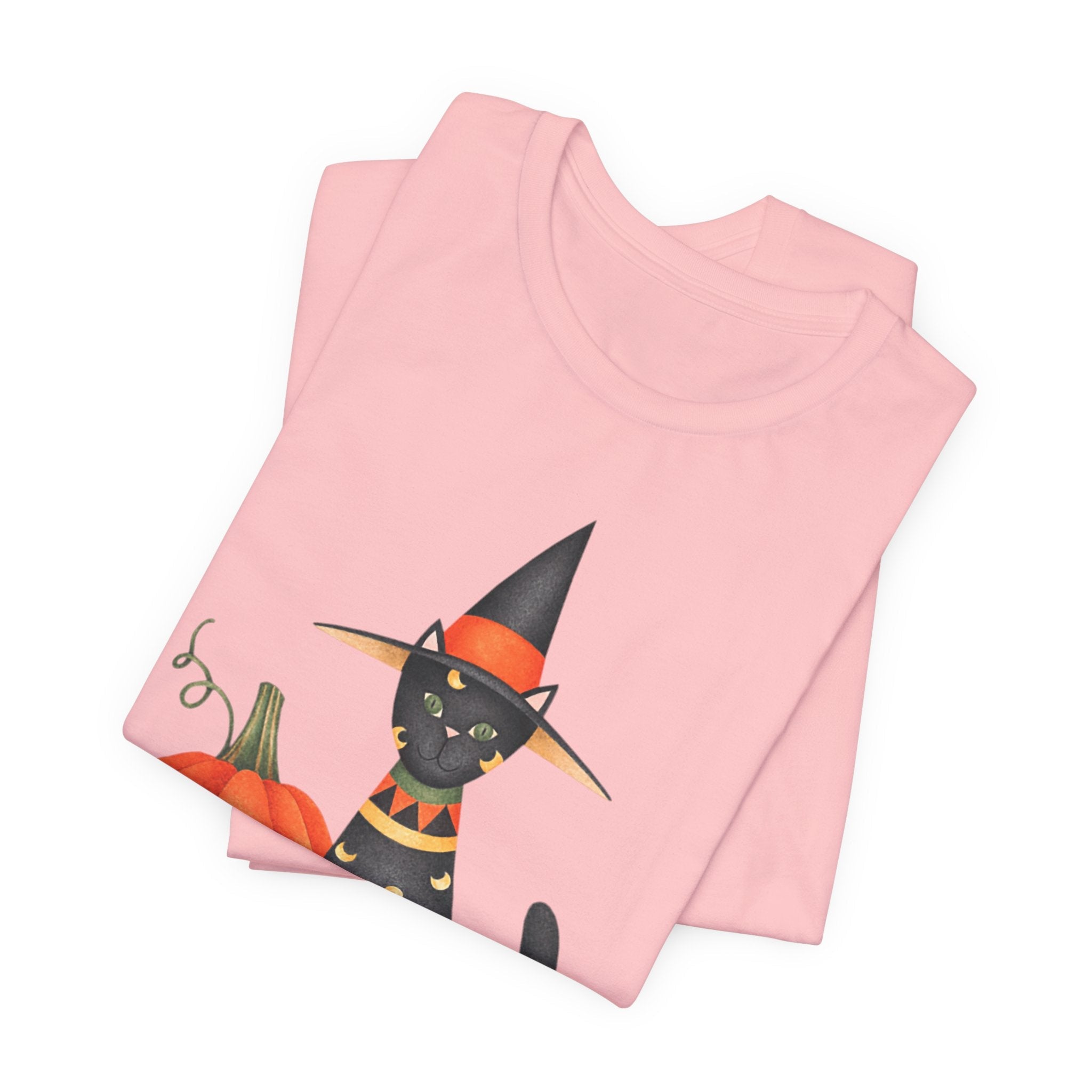 Halloween Cat Tee, Spooky Cat Shirt, Unisex Halloween T-Shirt, Pumpkin Cat Apparel, Halloween Costume Tee - Etna Gift