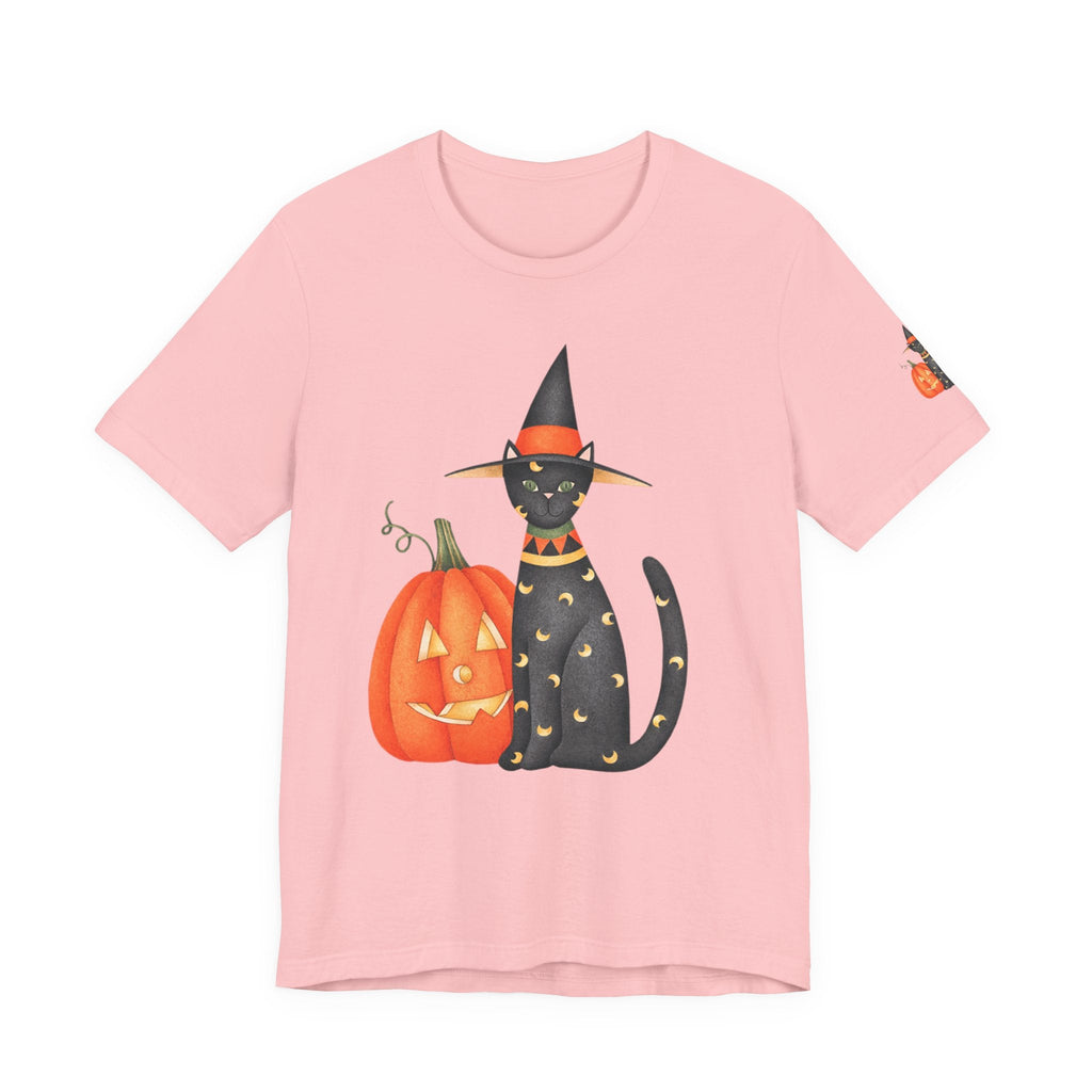 Halloween Cat Tee, Spooky Cat Shirt, Unisex Halloween T-Shirt, Pumpkin Cat Apparel, Halloween Costume Tee - Etna Gift