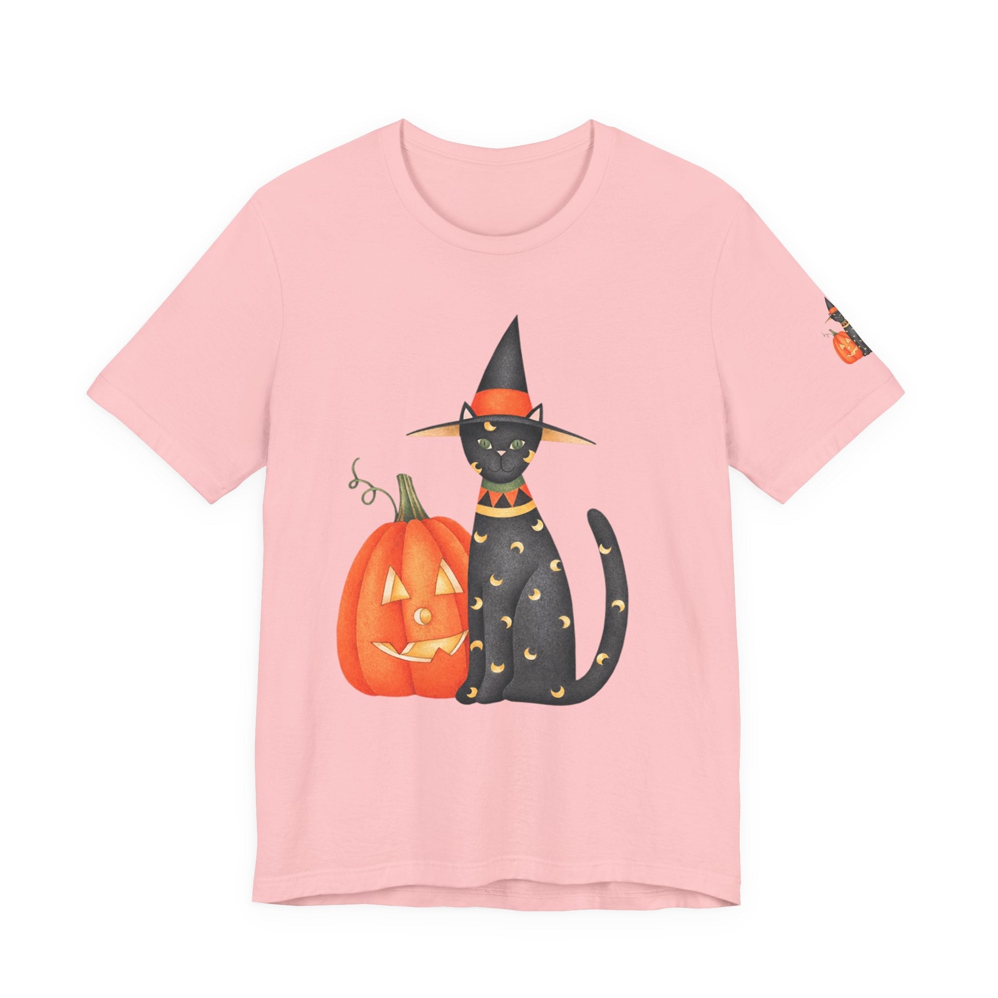 Halloween Cat Tee, Spooky Cat Shirt, Unisex Halloween T-Shirt, Pumpkin Cat Apparel, Halloween Costume Tee - Etna Gift