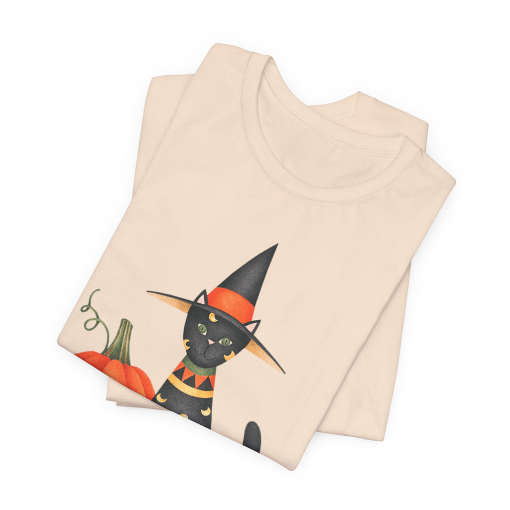 Halloween Cat Tee, Spooky Cat Shirt, Unisex Halloween T-Shirt, Pumpkin Cat Apparel, Halloween Costume Tee - Etna Gift