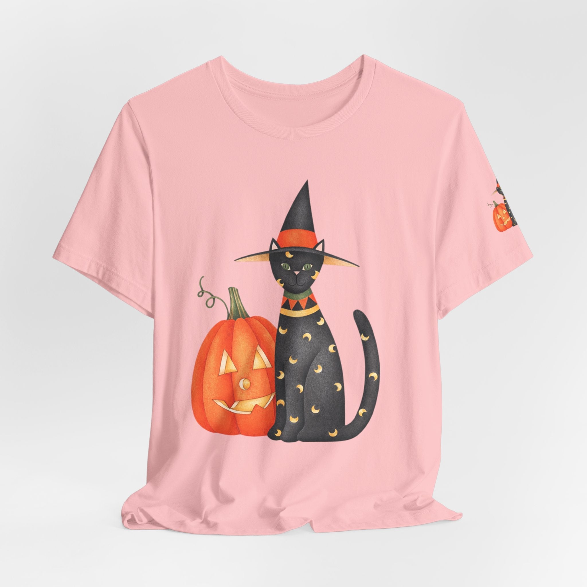 Halloween Cat Tee, Spooky Cat Shirt, Unisex Halloween T-Shirt, Pumpkin Cat Apparel, Halloween Costume Tee - Etna Gift