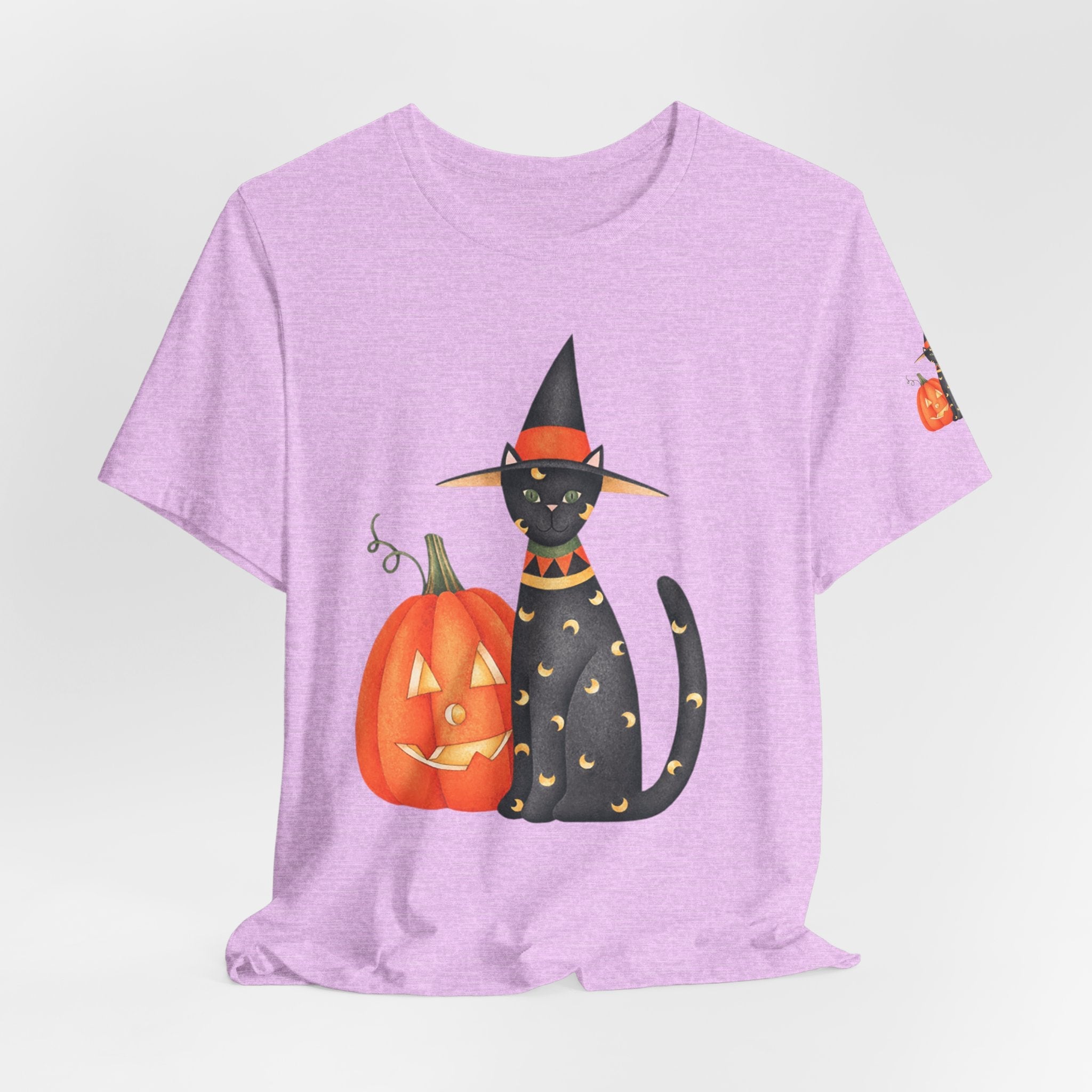 Halloween Cat Tee, Spooky Cat Shirt, Unisex Halloween T-Shirt, Pumpkin Cat Apparel, Halloween Costume Tee - Etna Gift