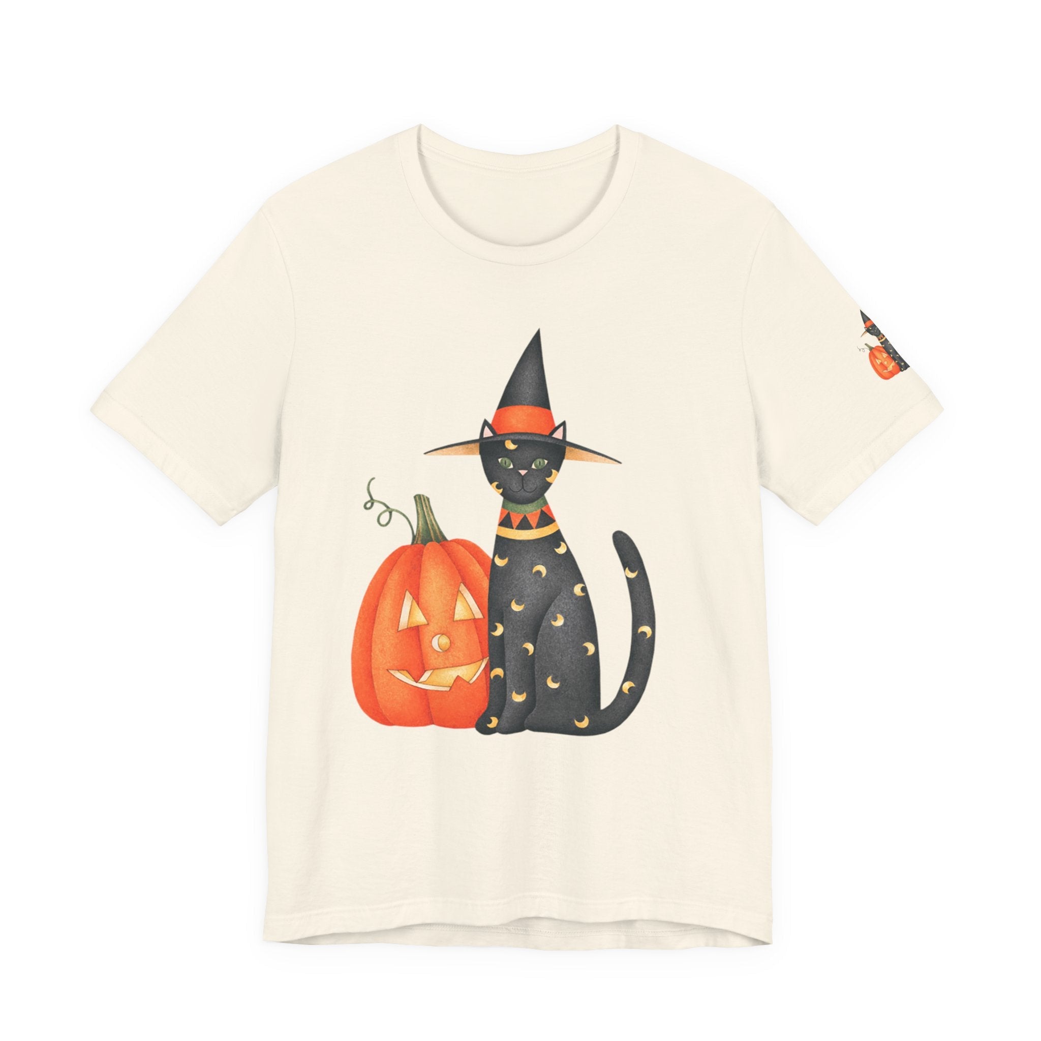 Halloween Cat Tee, Spooky Cat Shirt, Unisex Halloween T-Shirt, Pumpkin Cat Apparel, Halloween Costume Tee - Etna Gift