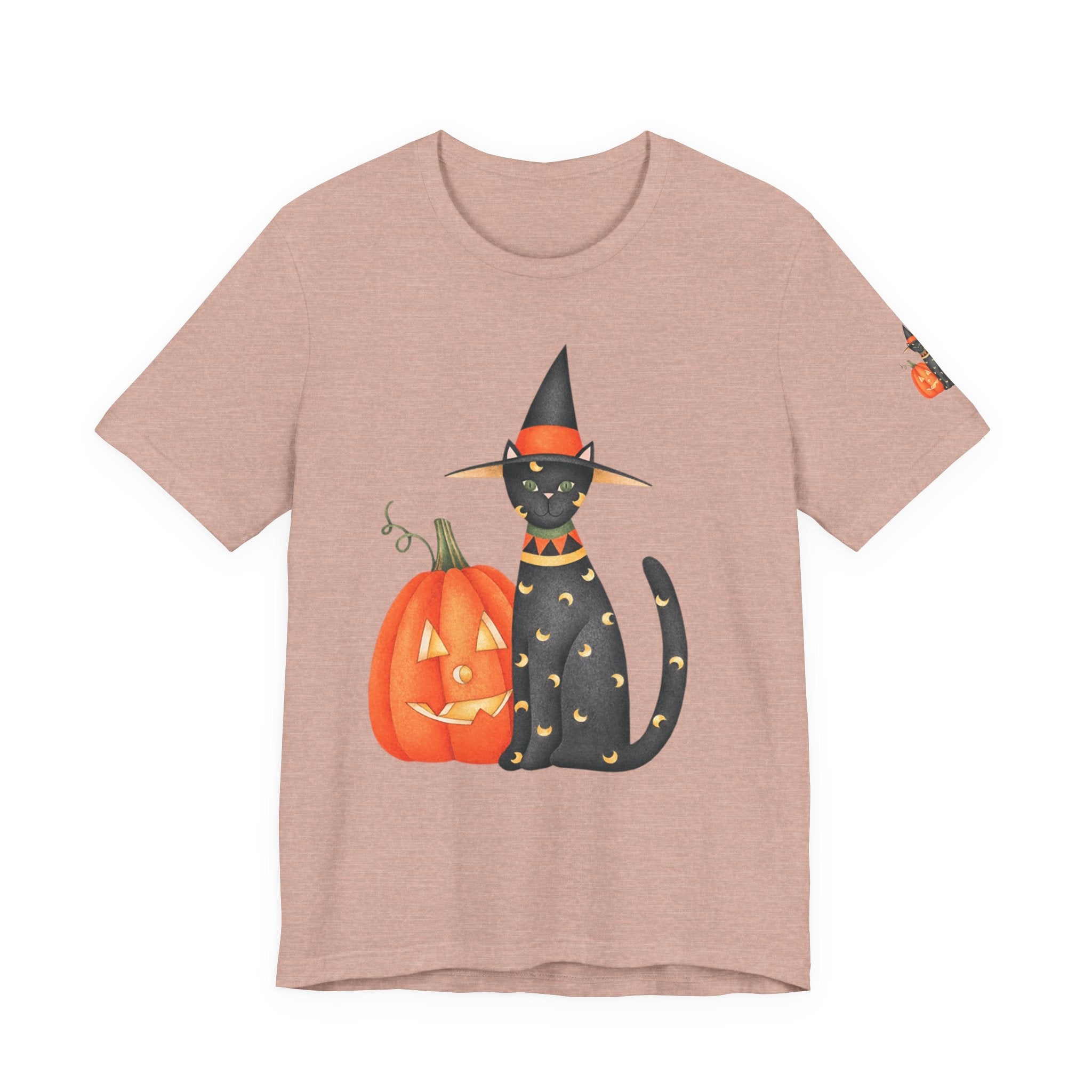 Halloween Cat Tee, Spooky Cat Shirt, Unisex Halloween T-Shirt, Pumpkin Cat Apparel, Halloween Costume Tee - Etna Gift