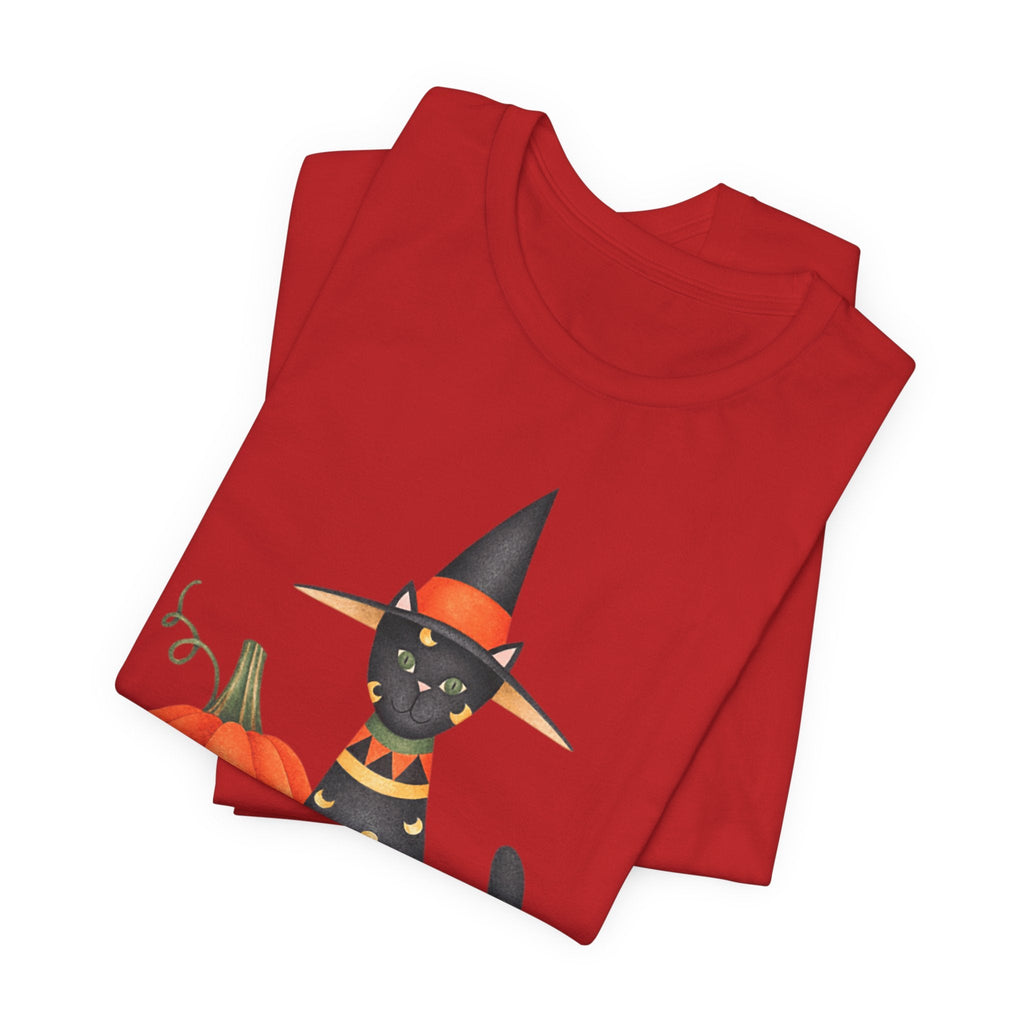 Halloween Cat Tee, Spooky Cat Shirt, Unisex Halloween T-Shirt, Pumpkin Cat Apparel, Halloween Costume Tee - Etna Gift