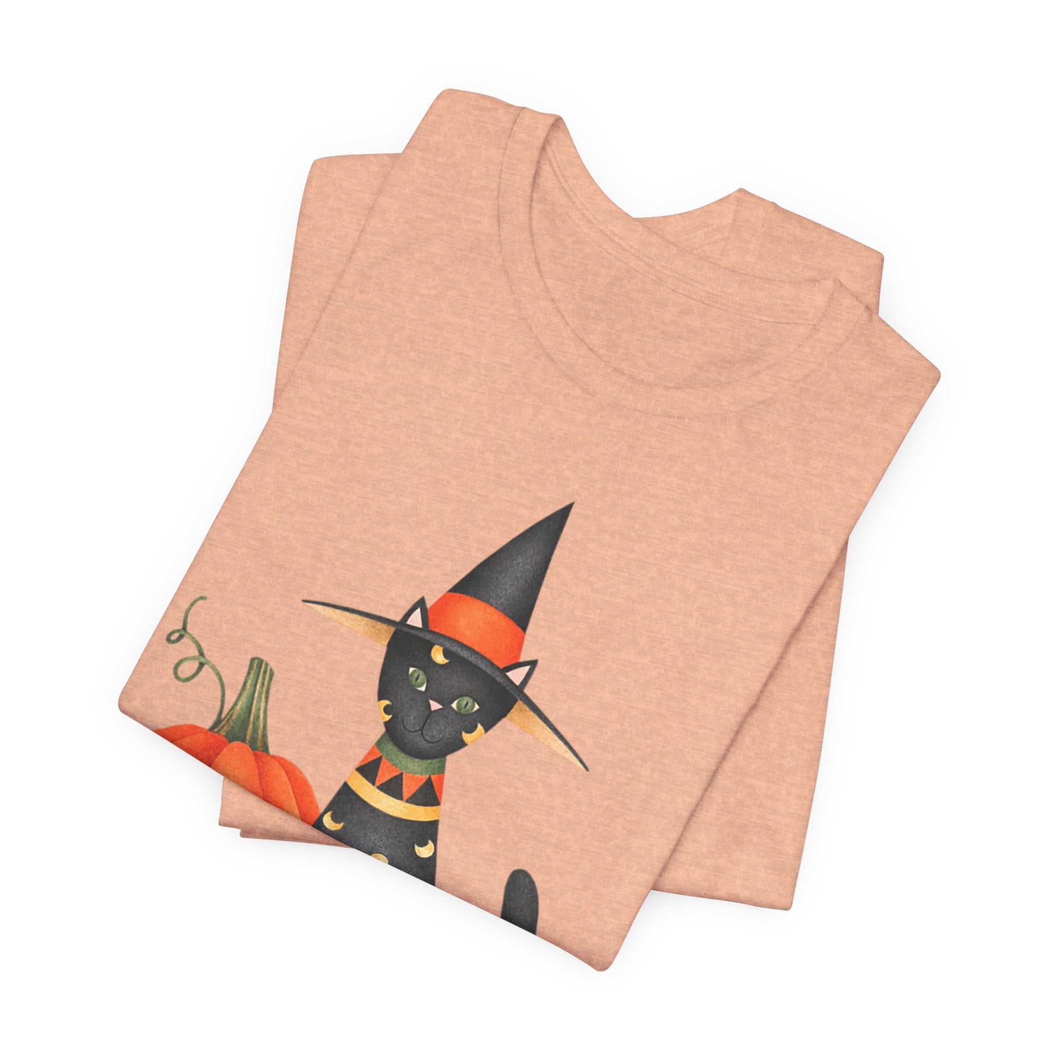 Halloween Cat Tee, Spooky Cat Shirt, Unisex Halloween T-Shirt, Pumpkin Cat Apparel, Halloween Costume Tee - Etna Gift