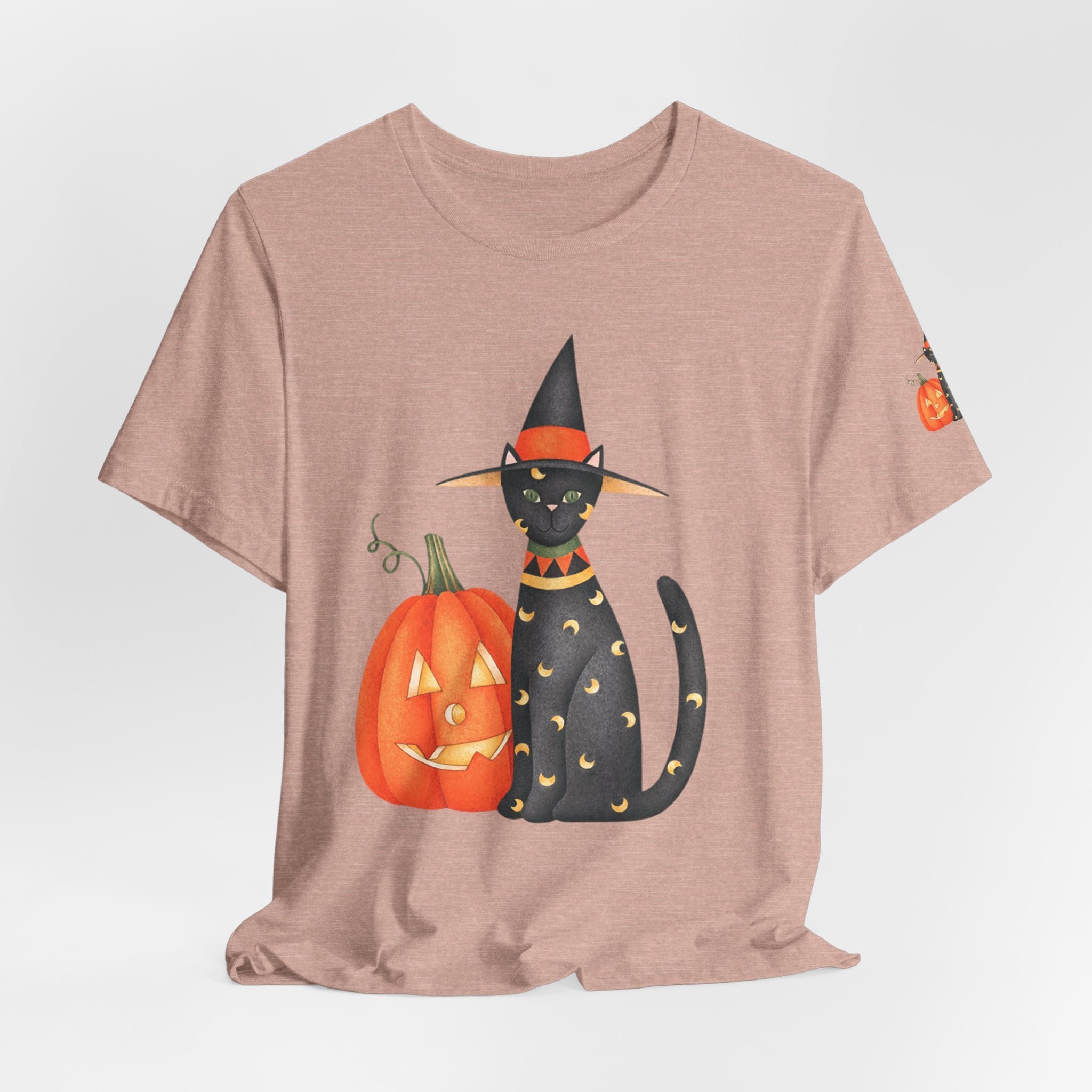Halloween Cat Tee, Spooky Cat Shirt, Unisex Halloween T-Shirt, Pumpkin Cat Apparel, Halloween Costume Tee - Etna Gift