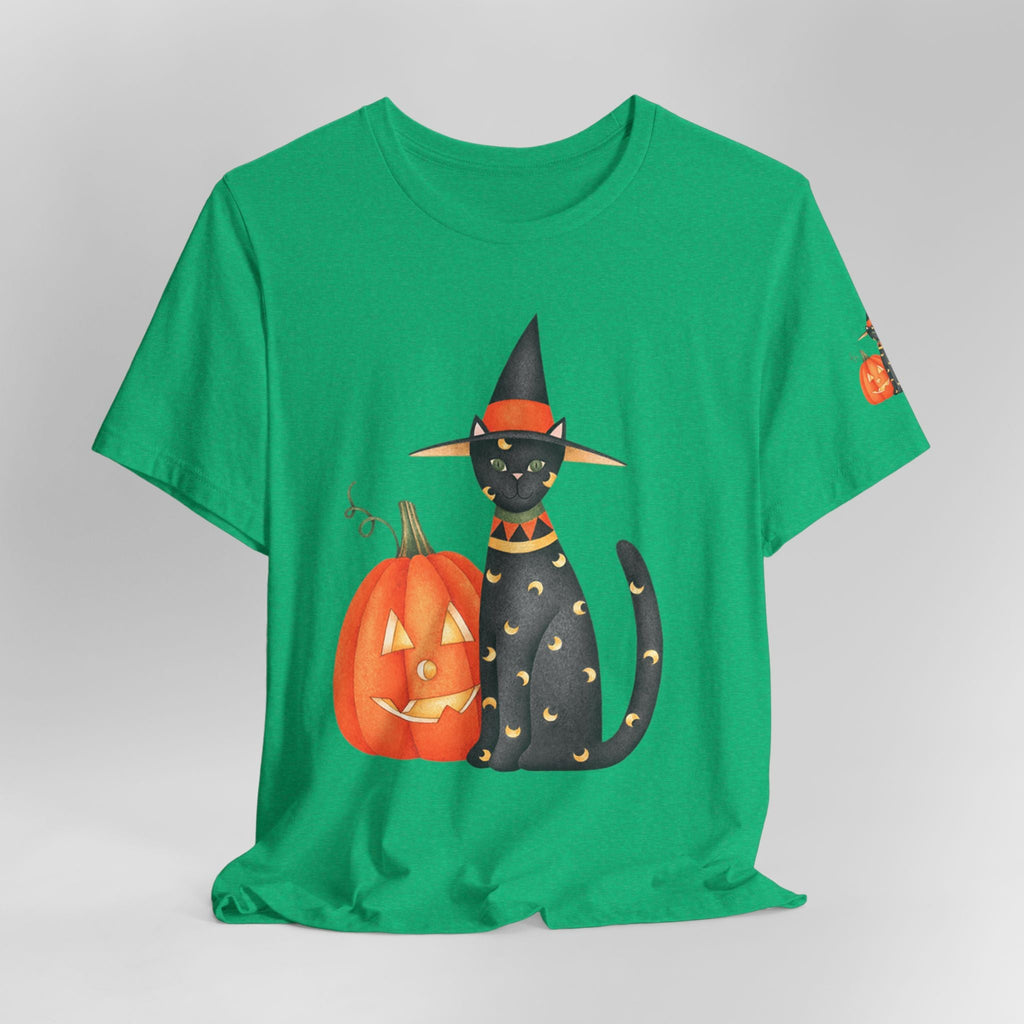 Halloween Cat Tee, Spooky Cat Shirt, Unisex Halloween T-Shirt, Pumpkin Cat Apparel, Halloween Costume Tee - Etna Gift