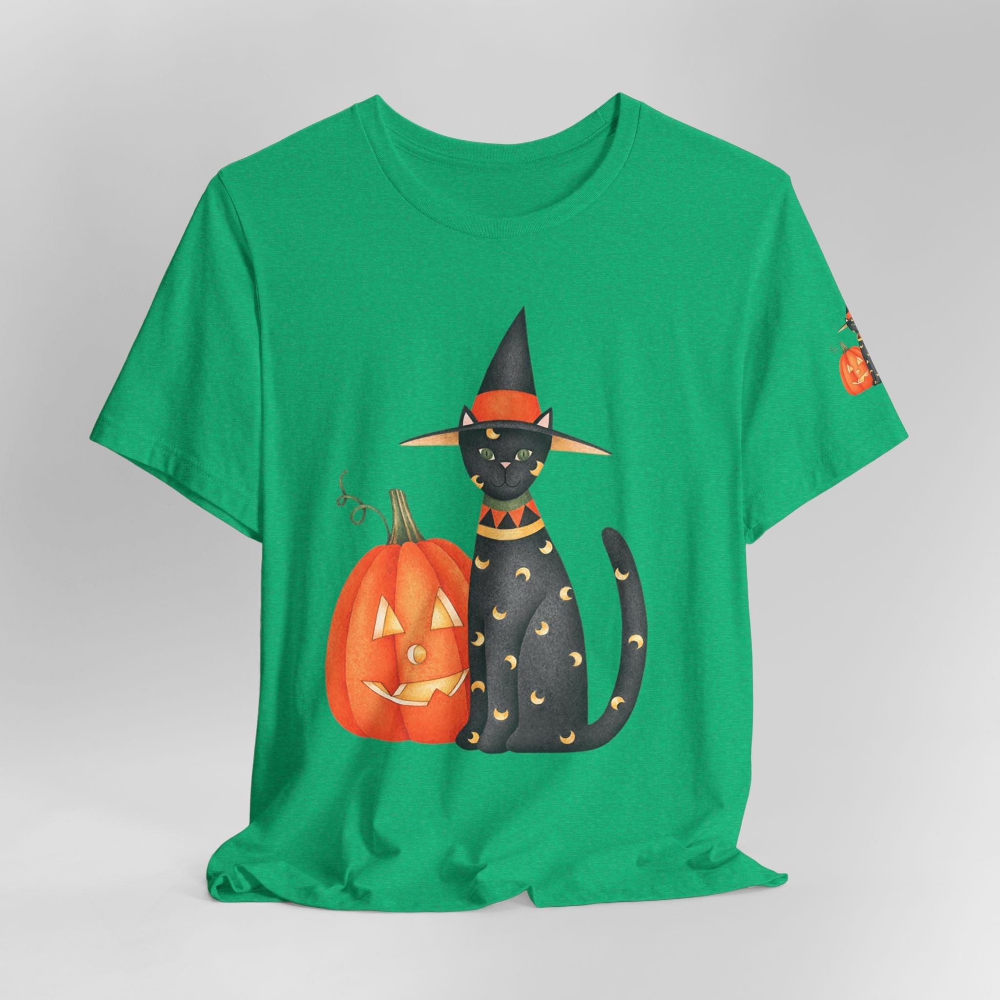 Halloween Cat Tee, Spooky Cat Shirt, Unisex Halloween T-Shirt, Pumpkin Cat Apparel, Halloween Costume Tee - Etna Gift