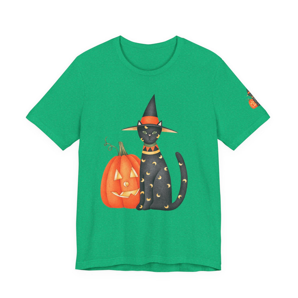 Halloween Cat Tee, Spooky Cat Shirt, Unisex Halloween T-Shirt, Pumpkin Cat Apparel, Halloween Costume Tee - Etna Gift