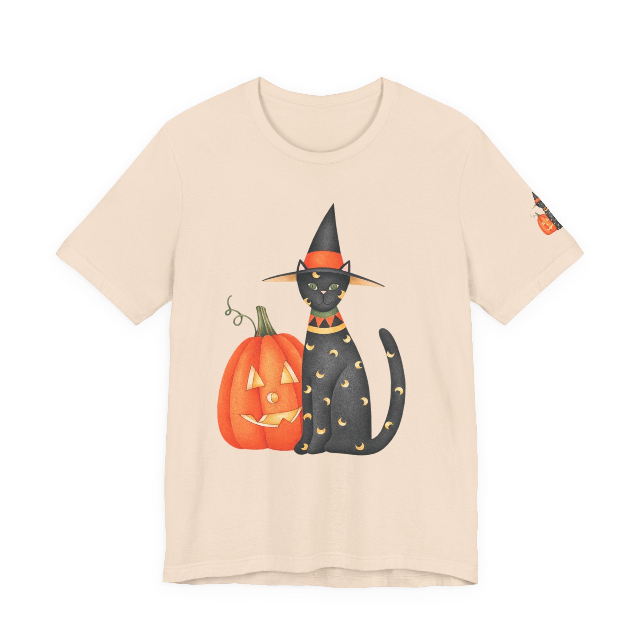 Halloween Cat Tee, Spooky Cat Shirt, Unisex Halloween T-Shirt, Pumpkin Cat Apparel, Halloween Costume Tee - Etna Gift
