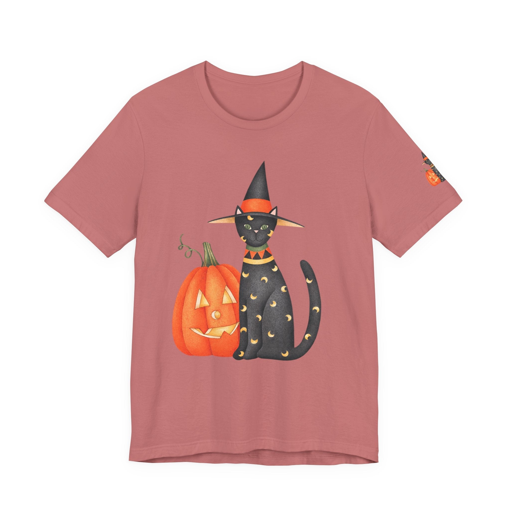 Halloween Cat Tee, Spooky Cat Shirt, Unisex Halloween T-Shirt, Pumpkin Cat Apparel, Halloween Costume Tee - Etna Gift