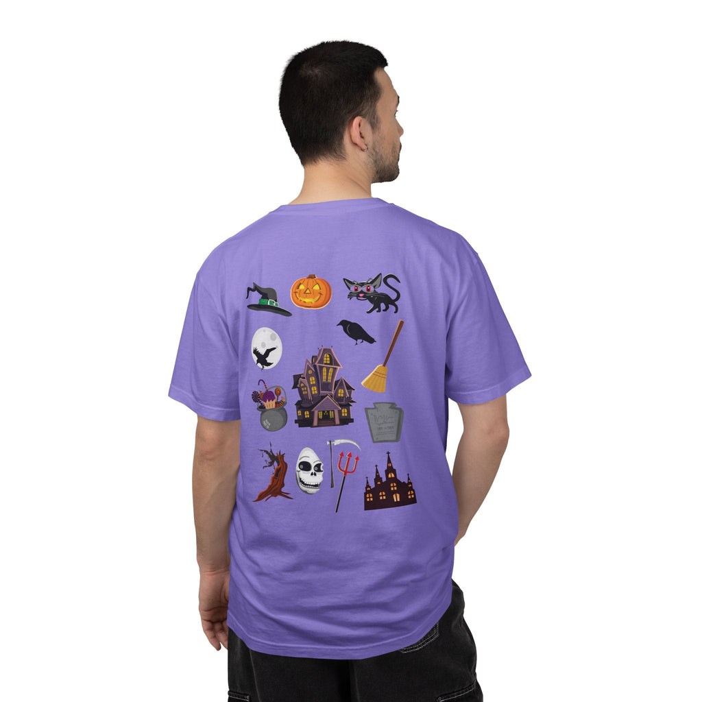 Halloween Icons T-Shirt — "Happy Halloween" Graphic Tee with Spooky Back Illustrations - Etna Gift