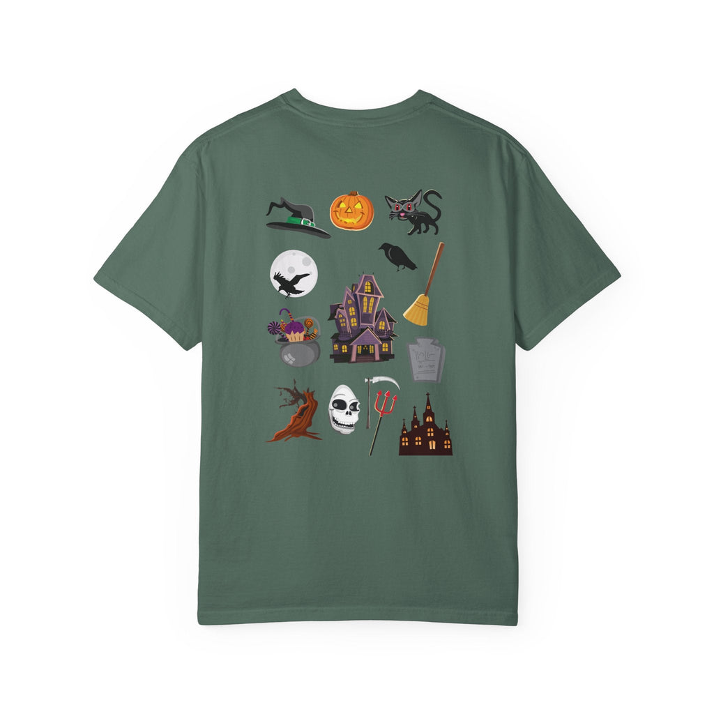 Halloween Icons T-Shirt — "Happy Halloween" Graphic Tee with Spooky Back Illustrations - Etna Gift