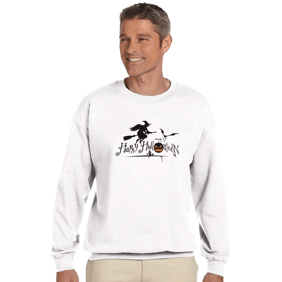 Halloween Pumpkin Crewneck Sweatshirt – Comfortable Unisex Holiday Graphic Pullover - Etna Gift