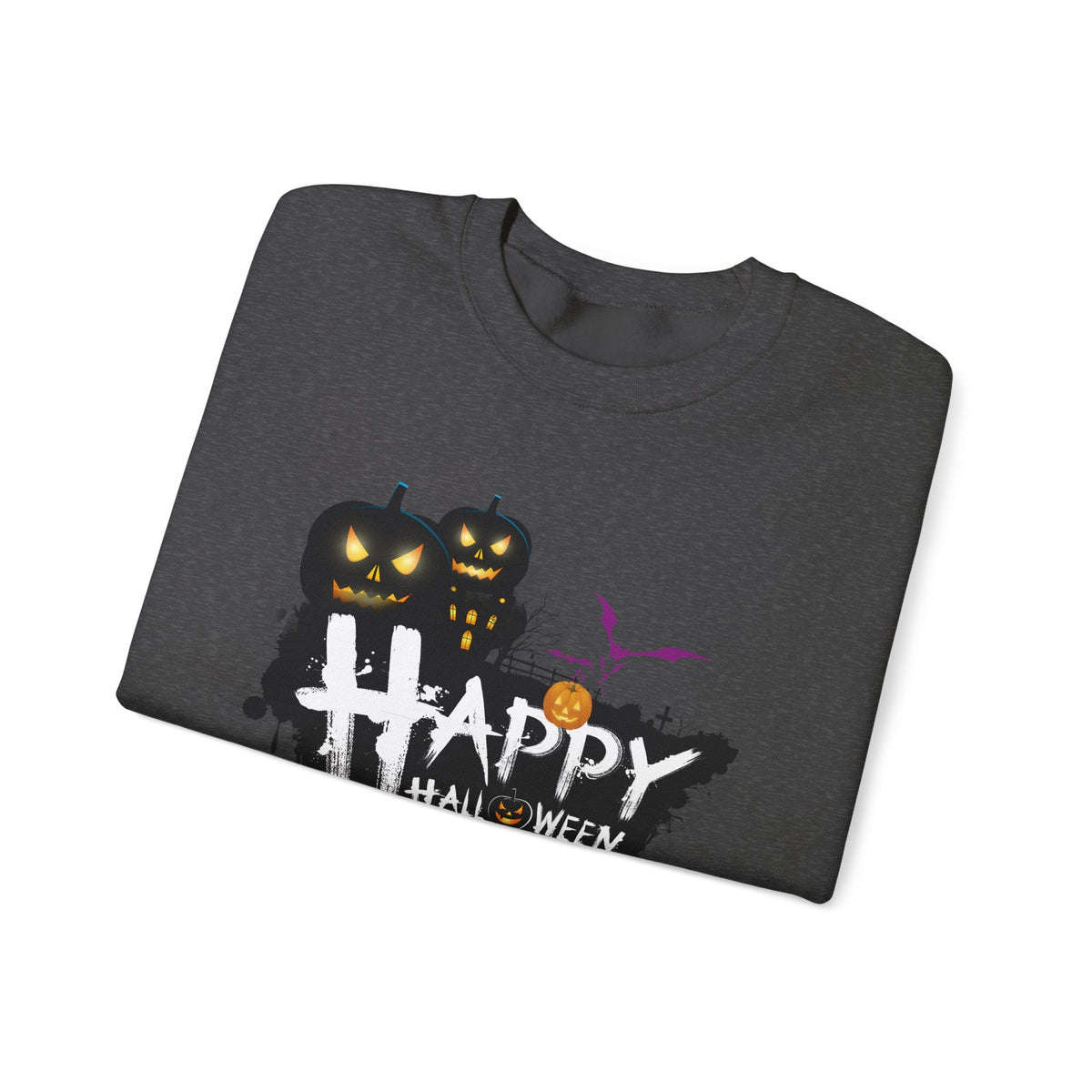 Halloween Pumpkin Crewneck Sweatshirt — "Happy Halloween" Graphic - Etna Gift