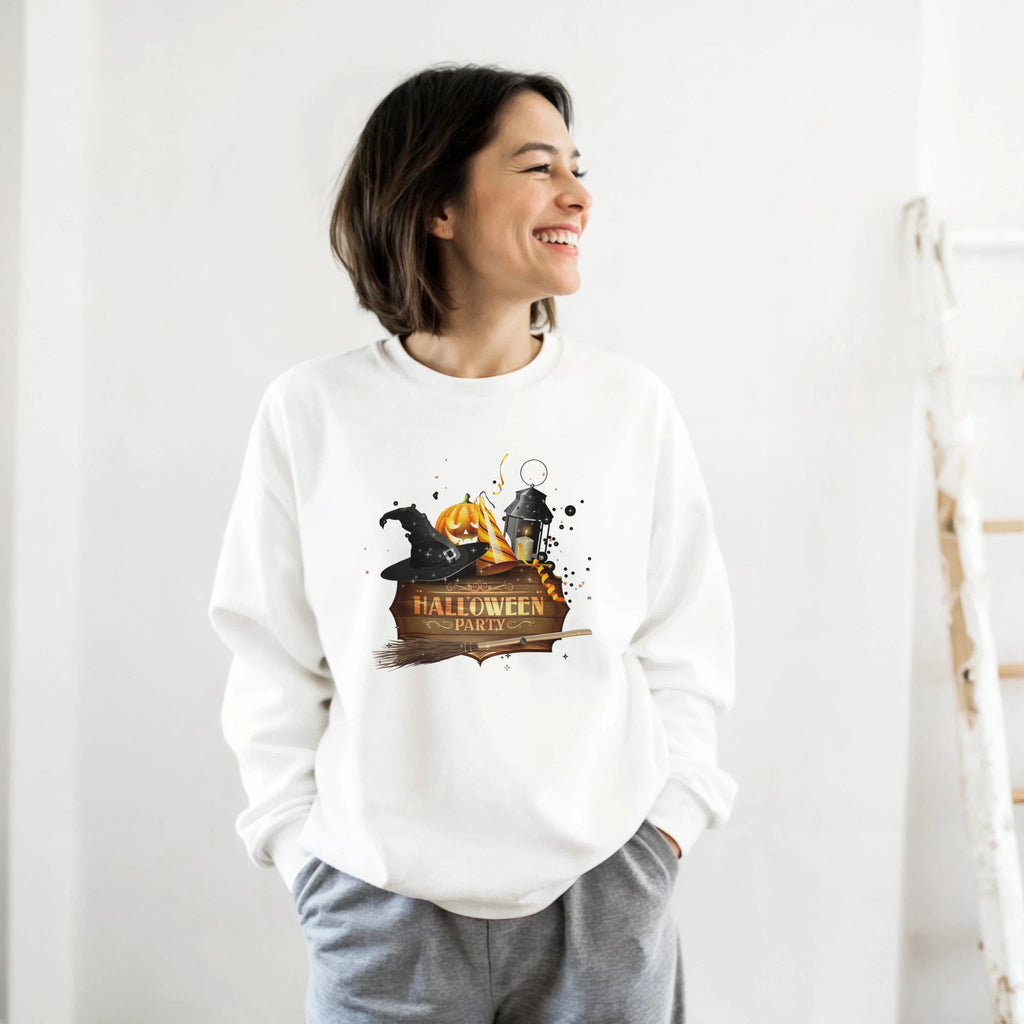 Halloween Pumpkin Crewneck Sweatshirt - Premium Heavy Blend Graphic Sweater - Etna Gift