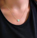Heart necklace 925 sterling silver heart necklace green - Etna Gift