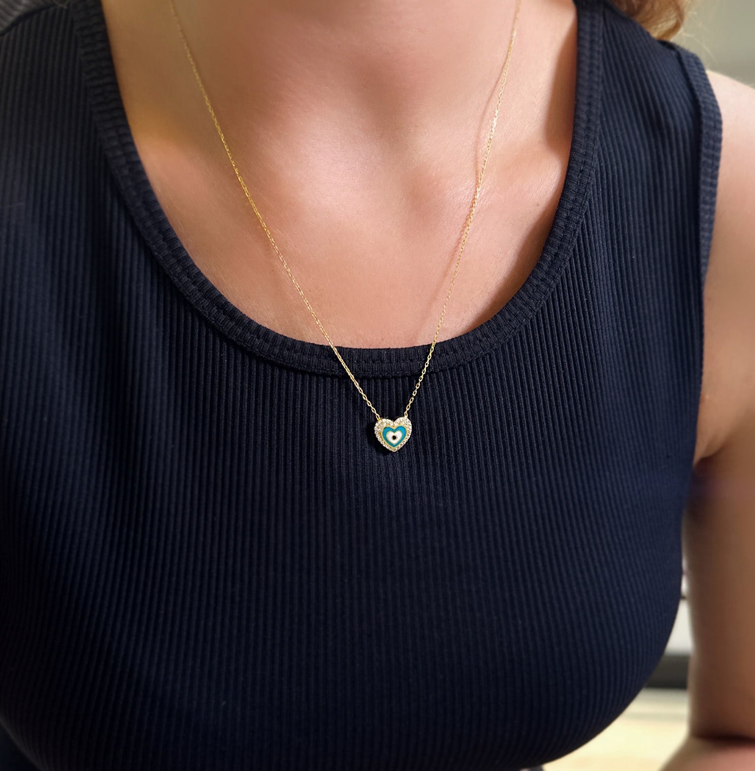 Heart necklace 925 sterling silver heart necklace yellow - Etna Gift