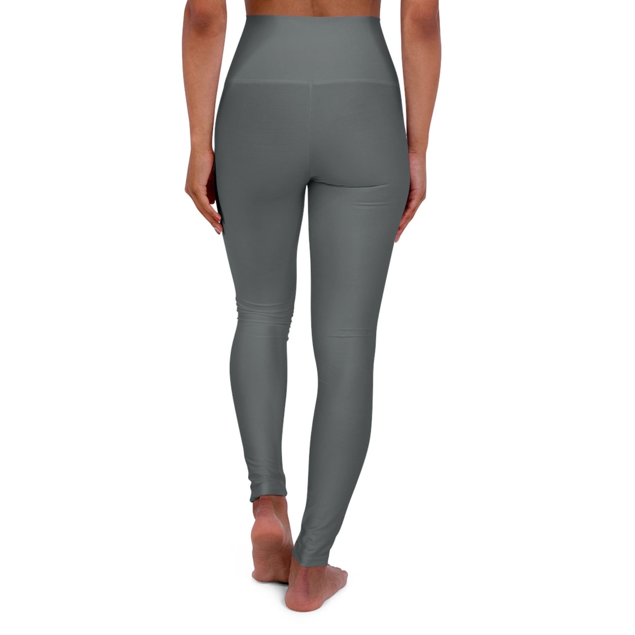 High - Waist Yoga Leggings Sleek Solid - Gray AOP with Minimal Logo - Etna Gift