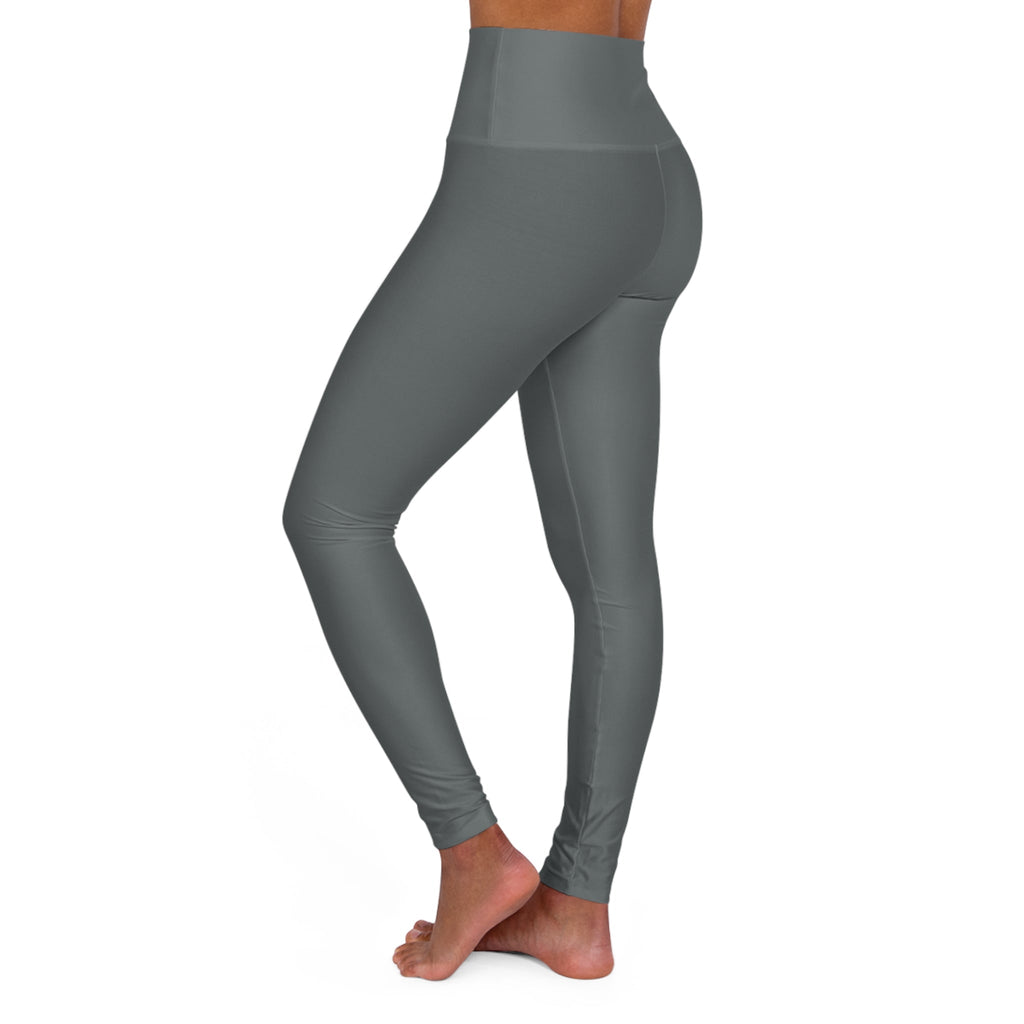 High - Waist Yoga Leggings Sleek Solid - Gray AOP with Minimal Logo - Etna Gift