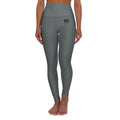 High - Waist Yoga Leggings Sleek Solid - Gray AOP with Minimal Logo - Etna Gift