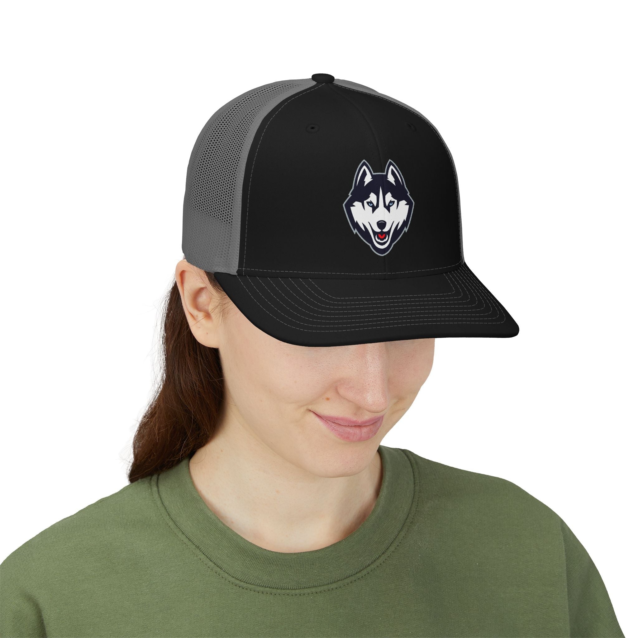 Husky Logo Trucker Cap — Embroidered Snapback Hat - Etna Gift