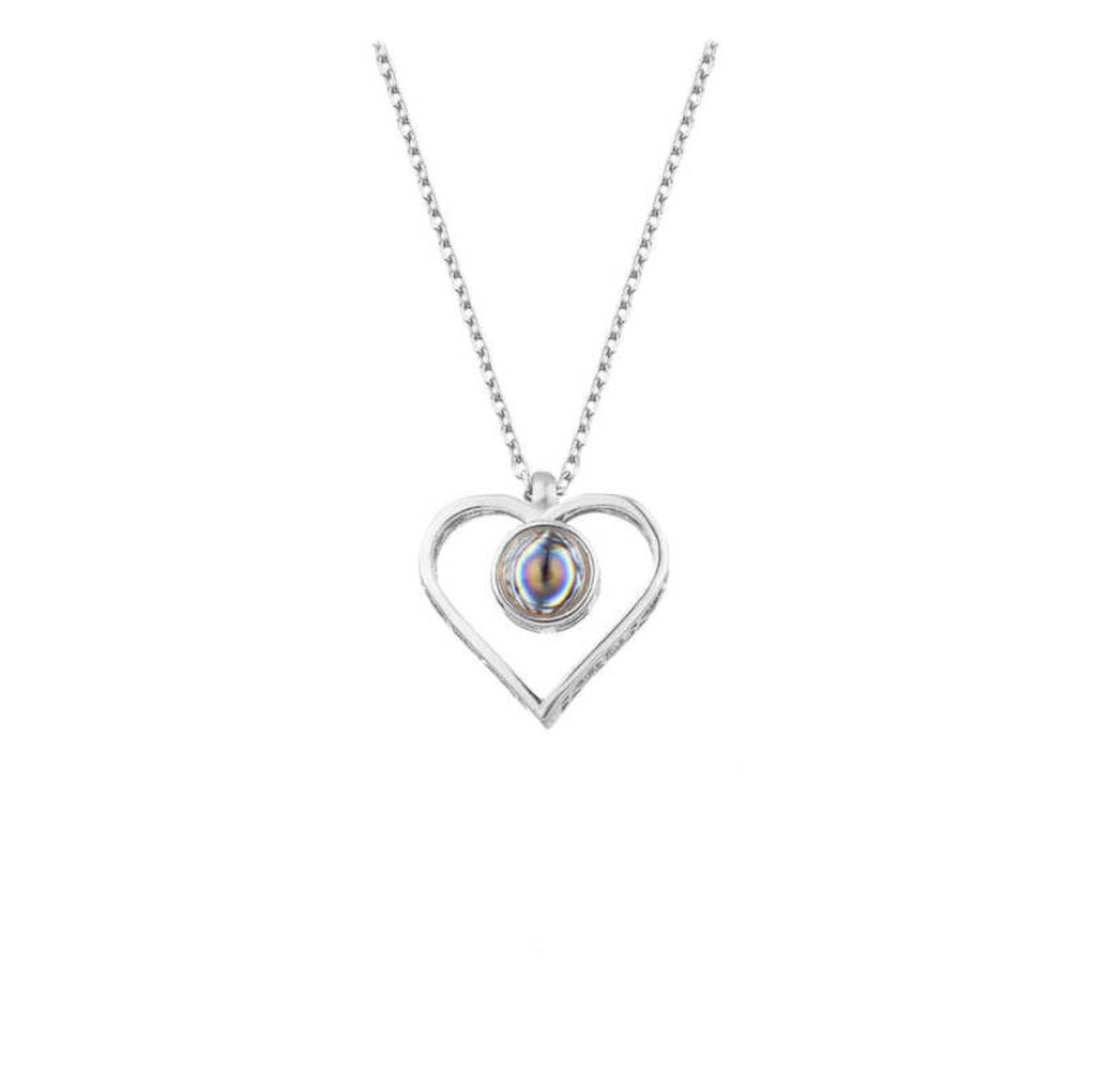 Sterling Silver 'I Love You in 100 Languages' Heart Necklace - Etna Gift