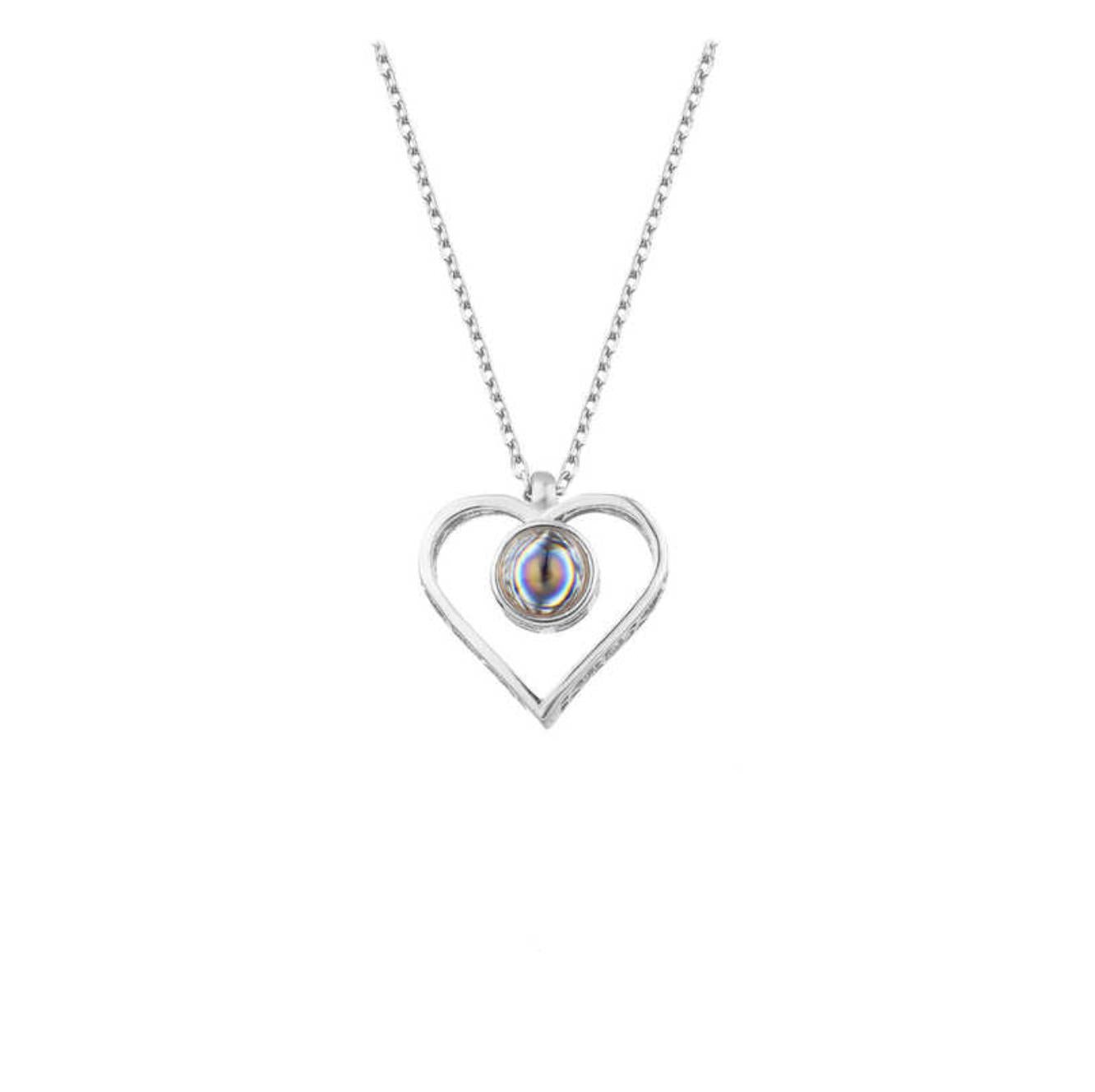 Sterling Silver 'I Love You in 100 Languages' Heart Necklace - Etna Gift