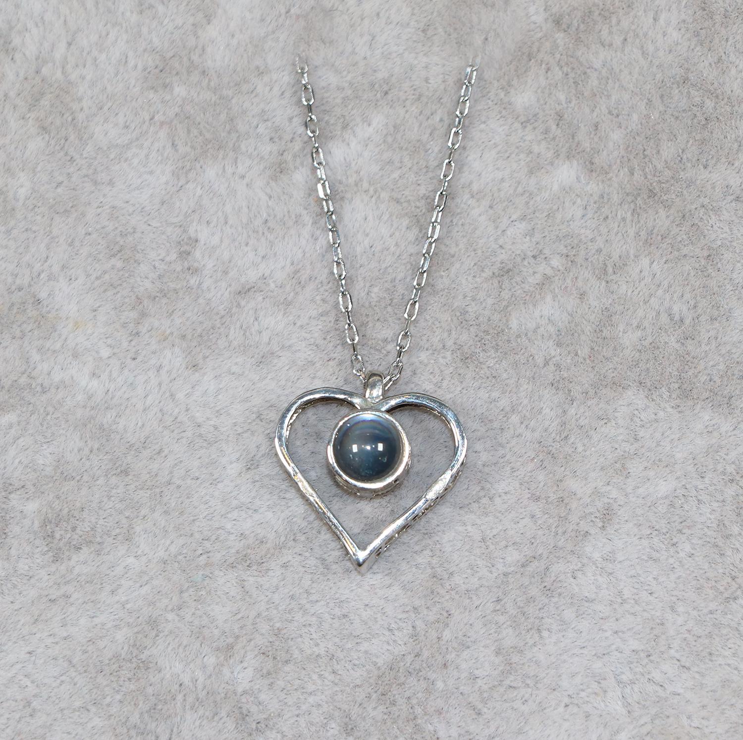 Sterling Silver 'I Love You in 100 Languages' Heart Necklace - Etna Gift