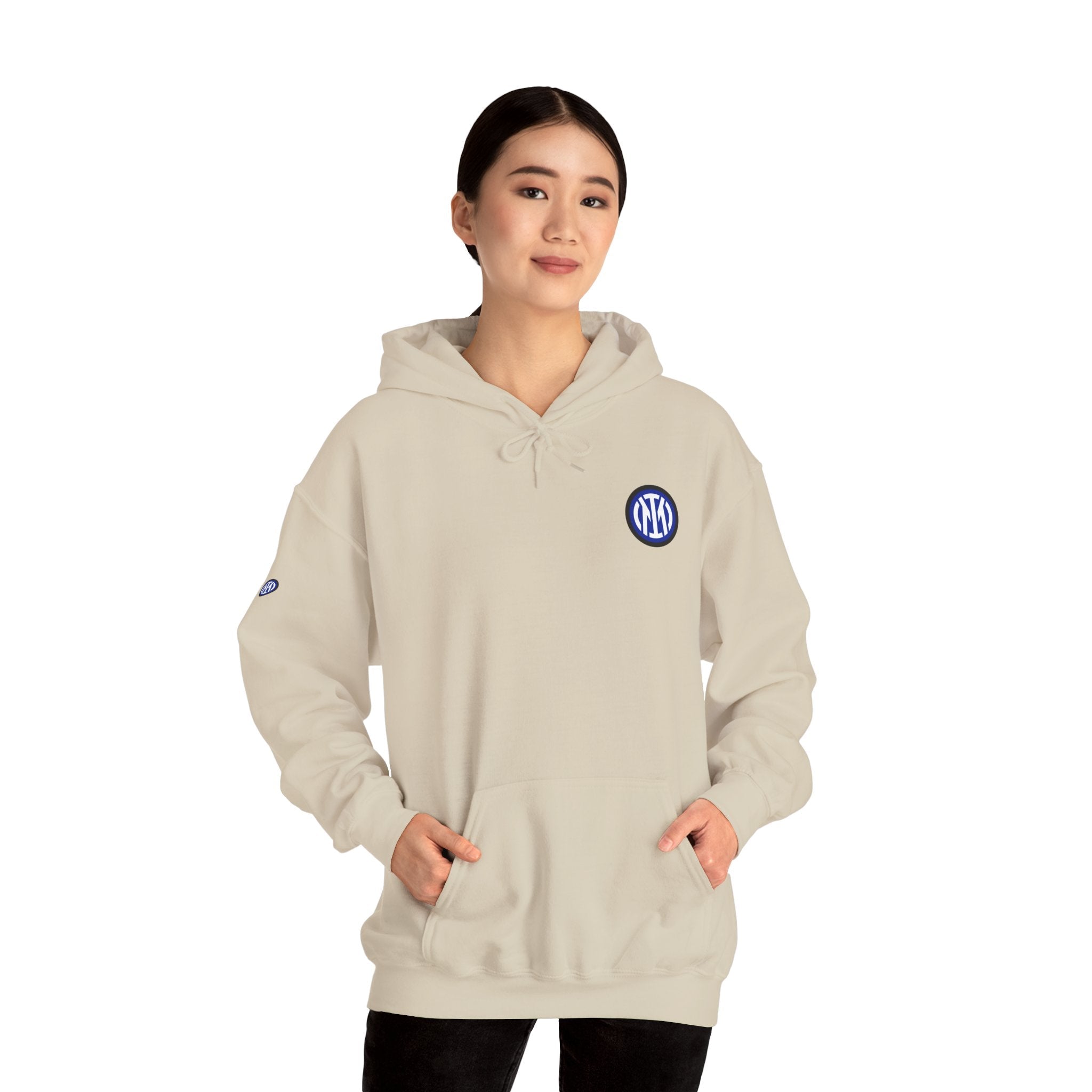 Inter Milan Logo Hoodie White Soccer Fan Pullover - Etna Gift