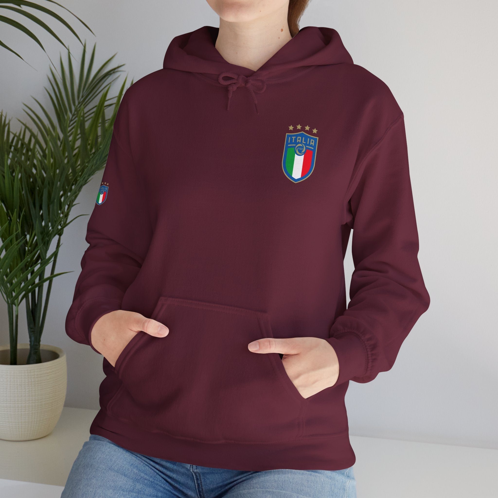 Italia Crest Hoodie Italian Flag Soccer Pullover - Etna Gift