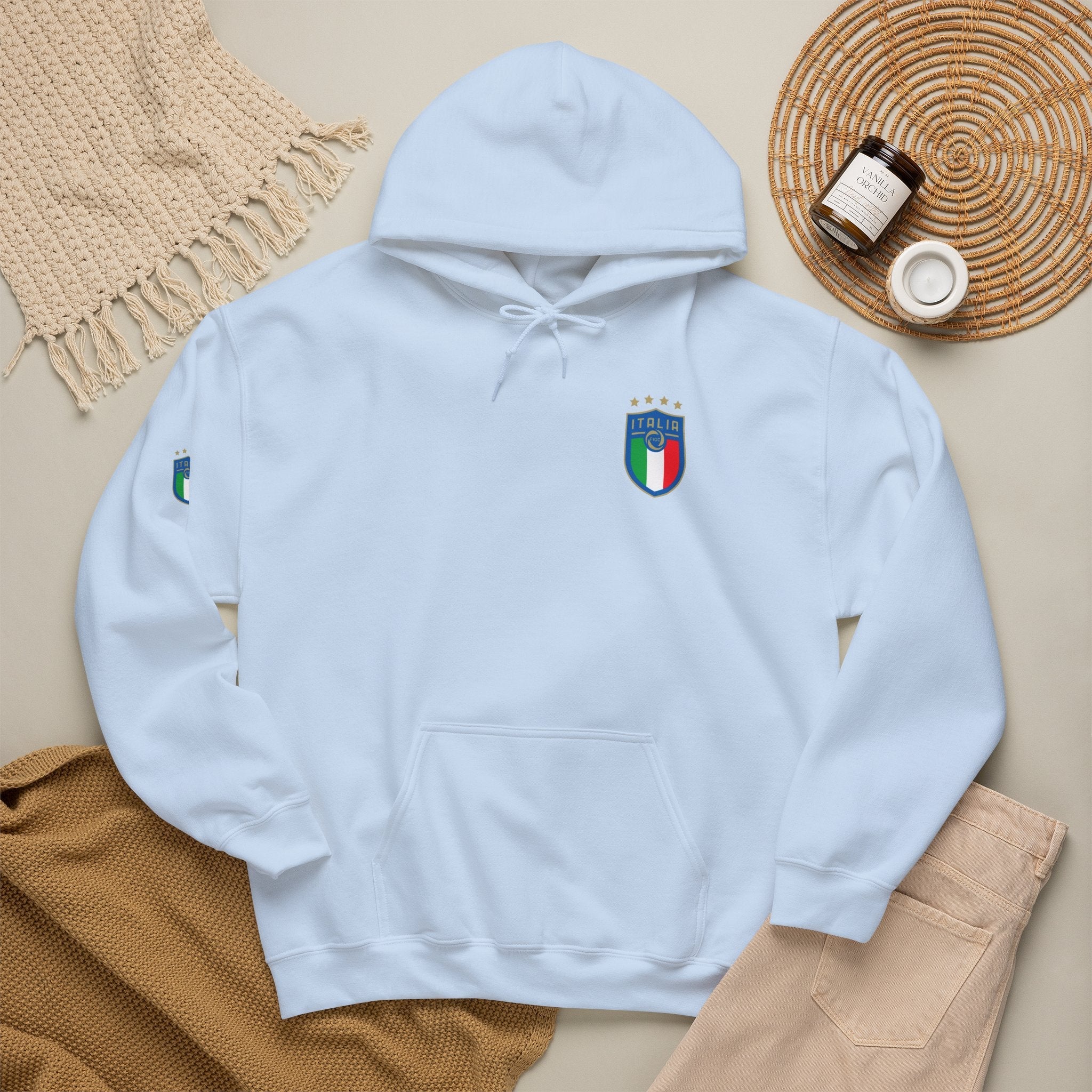 Italia Crest Hoodie Italian Flag Soccer Pullover - Etna Gift