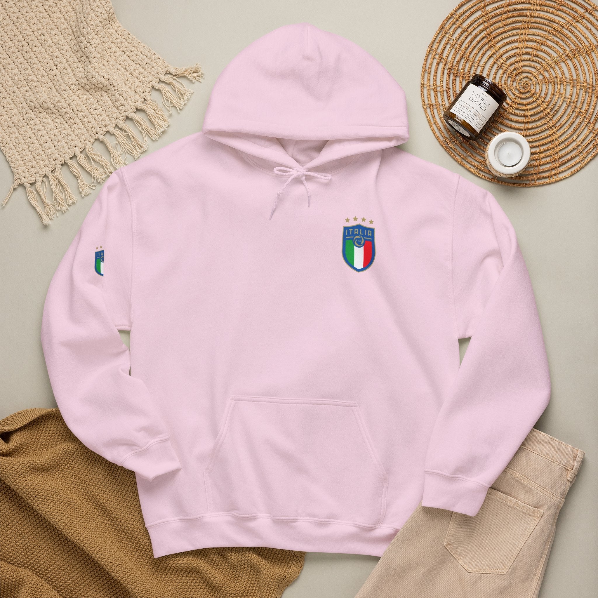 Italia Crest Hoodie Italian Flag Soccer Pullover - Etna Gift