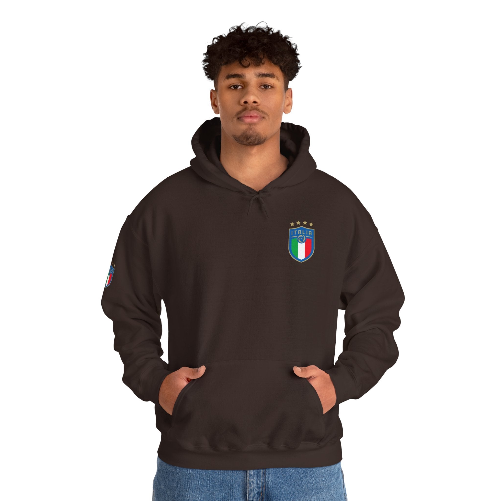 Italia Crest Hoodie Italian Flag Soccer Pullover - Etna Gift